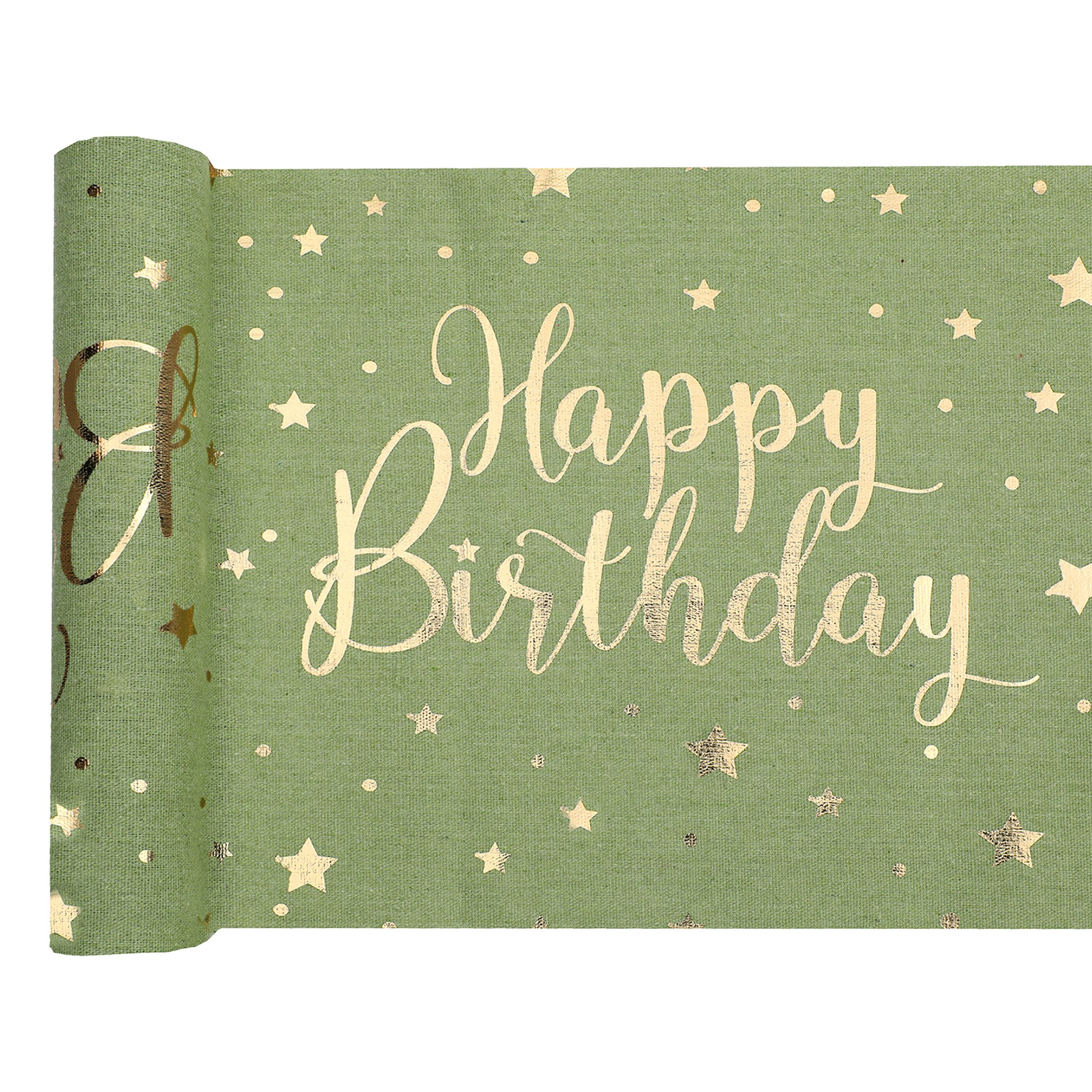 Bordslöpare Happy Birthday Grön/Guld | Hem - Teman - Färger - Grön | Maskeradspecialisten