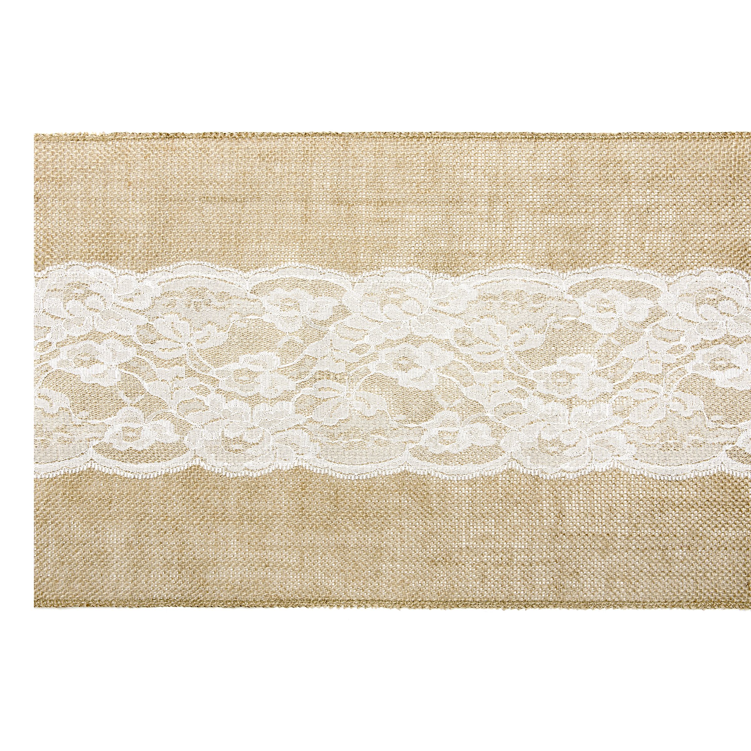 Bordslöpare Jute med Spets | Hem - Teman - Färger - Beige | Maskeradspecialisten