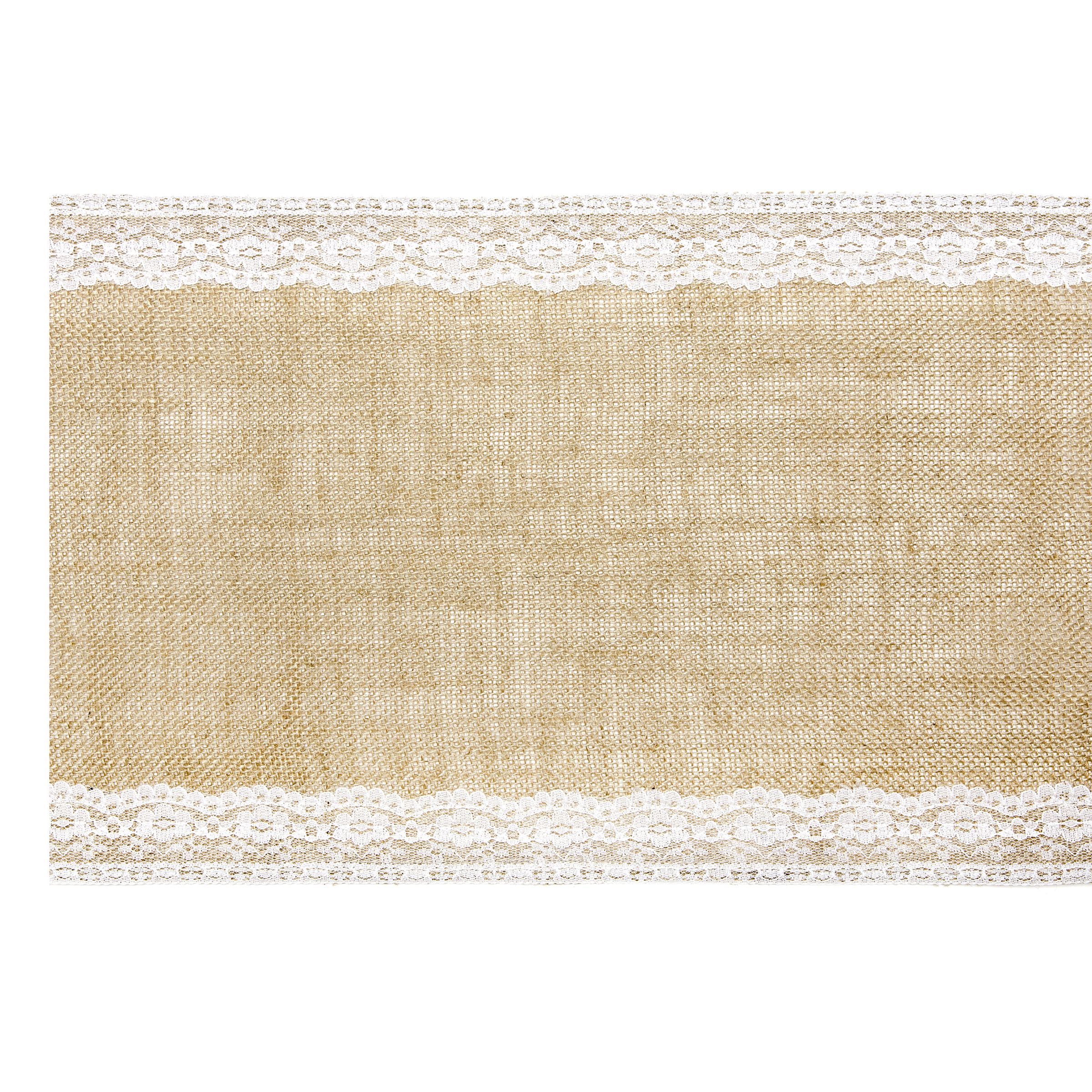 Bordslöpare Jute med Spetskant | Hem - Teman - Färger - Beige | Maskeradspecialisten