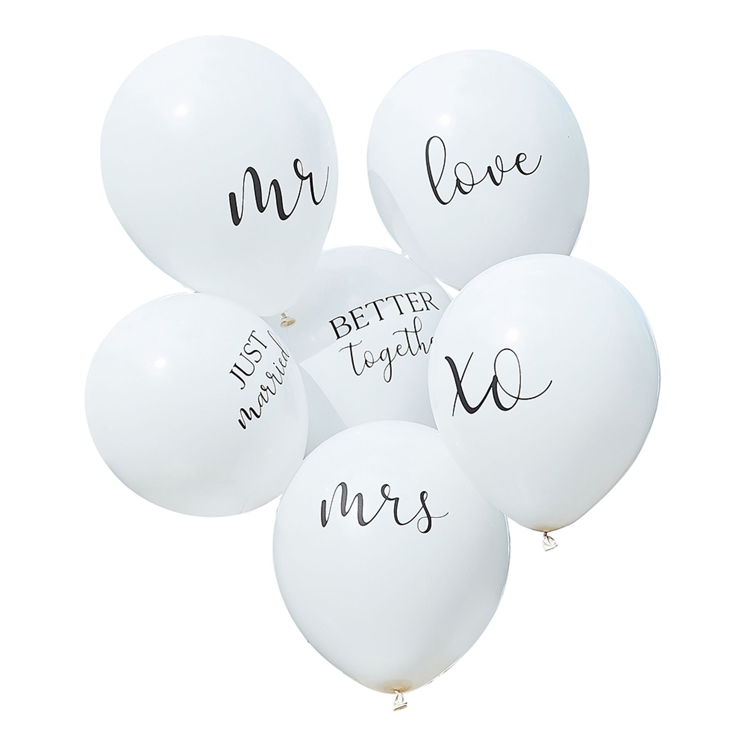 Läs mer om Bröllopsballonger Vita - 6-pack