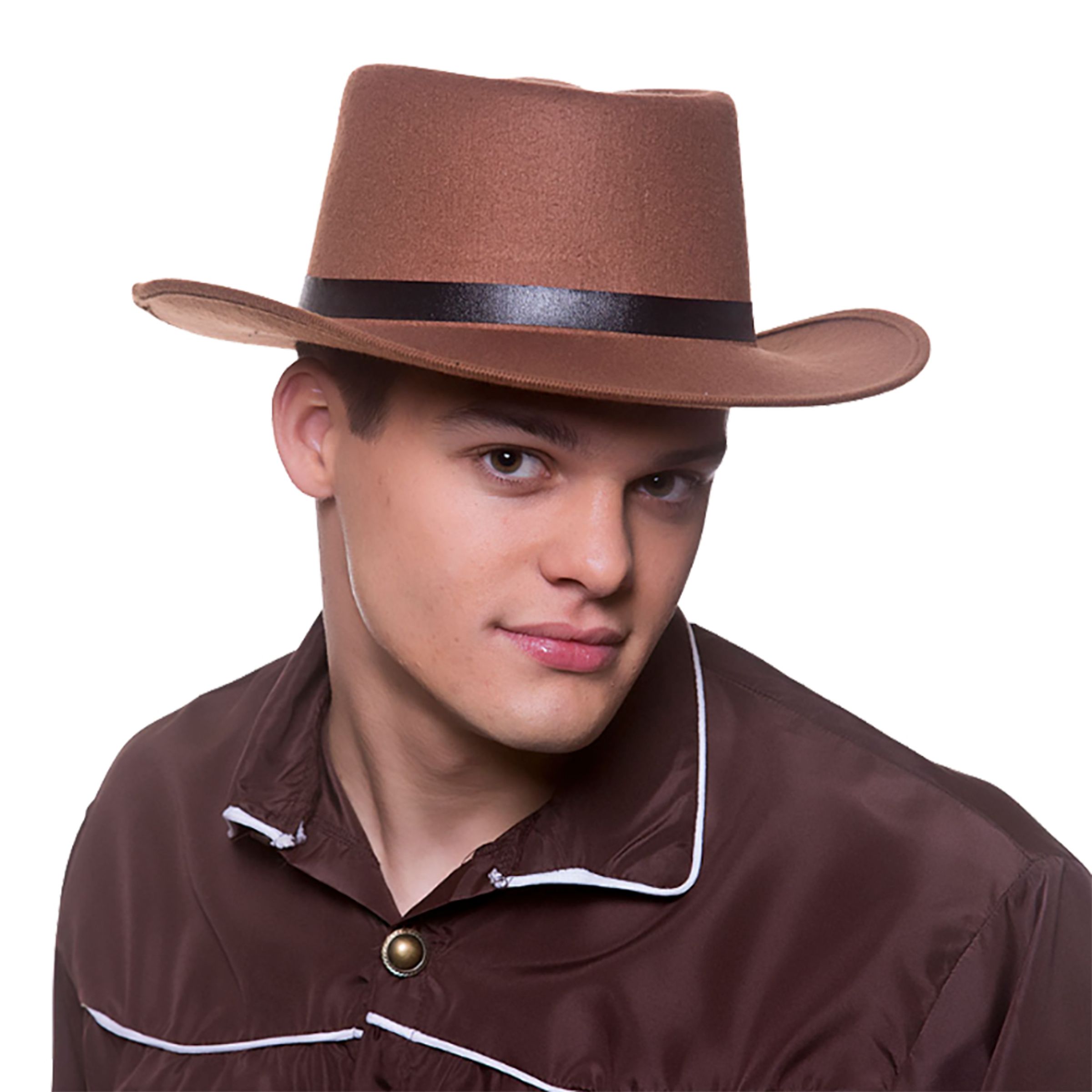 Läs mer om Brun Cowboyhatt - One size