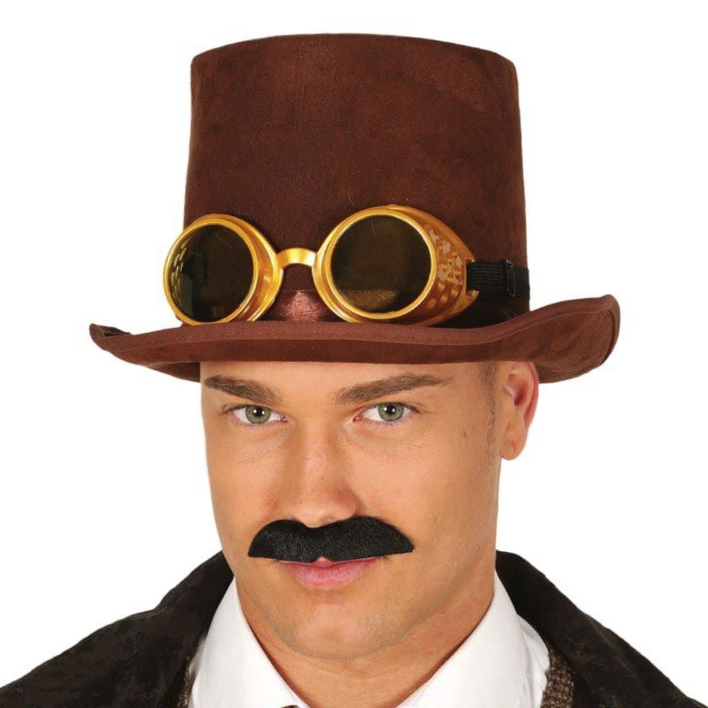 Brun Hög Hatt Steam Punk - One size