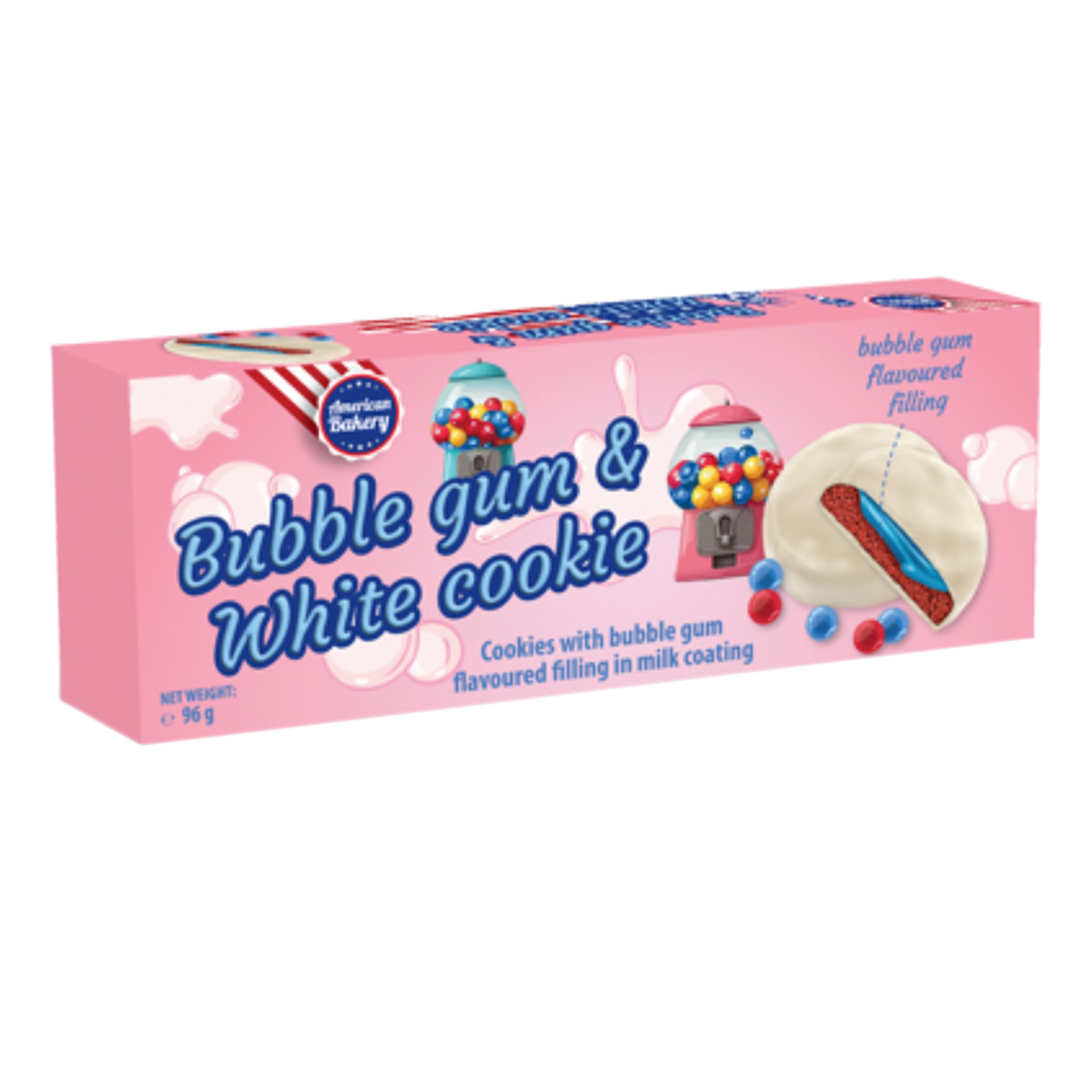 Läs mer om American Bakery Bubble Gum & White Cookie - 96 gram