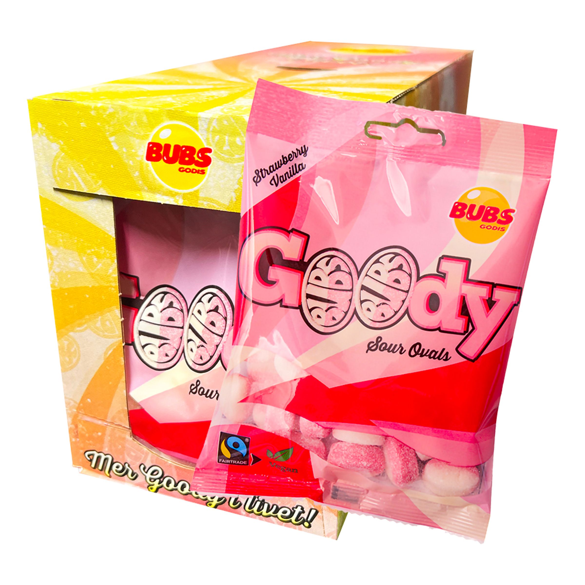 Läs mer om Bubs Goody Strawberry/Vanila Storpack - 12-pack