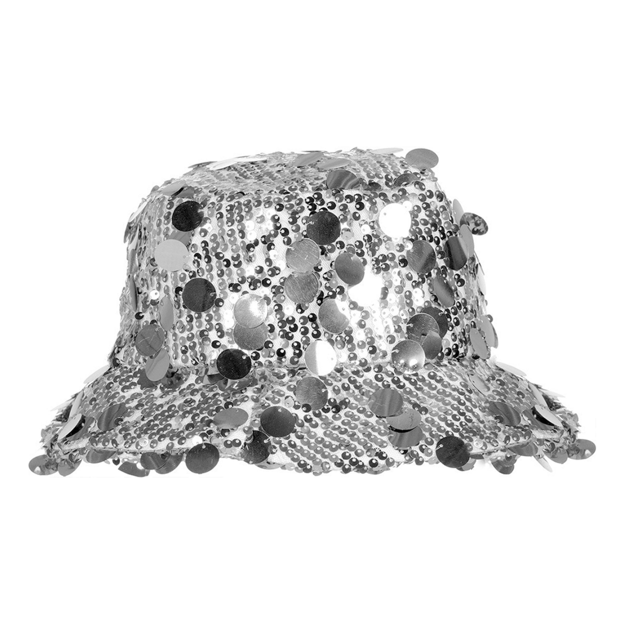 Bucket Hatt Paljetter Silver - One size | Hem - Maskerad - Hattar - Vuxenhattar | Pryloteket