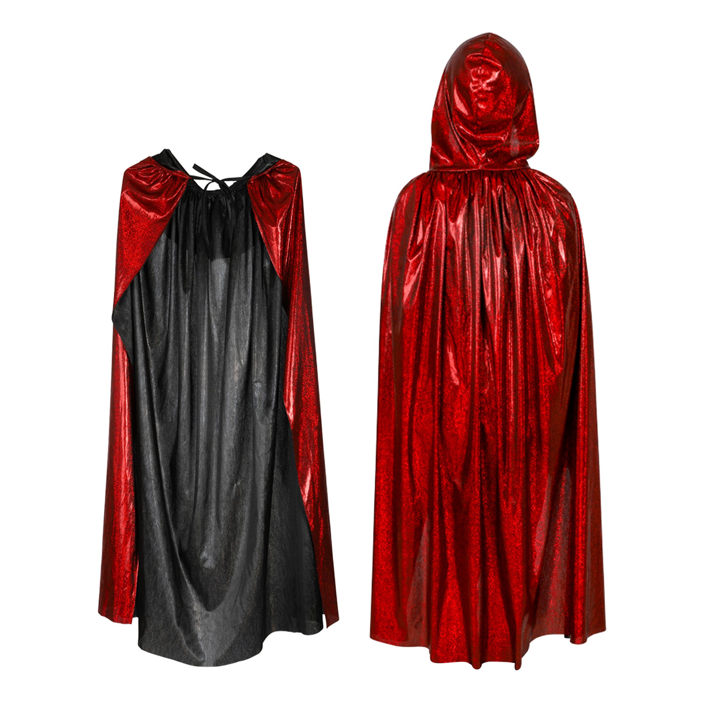 Cape med Huva Röd Shimmer - One size | Hem - Maskerad - Tillbehör - Mantel & Capes | Party Outlet