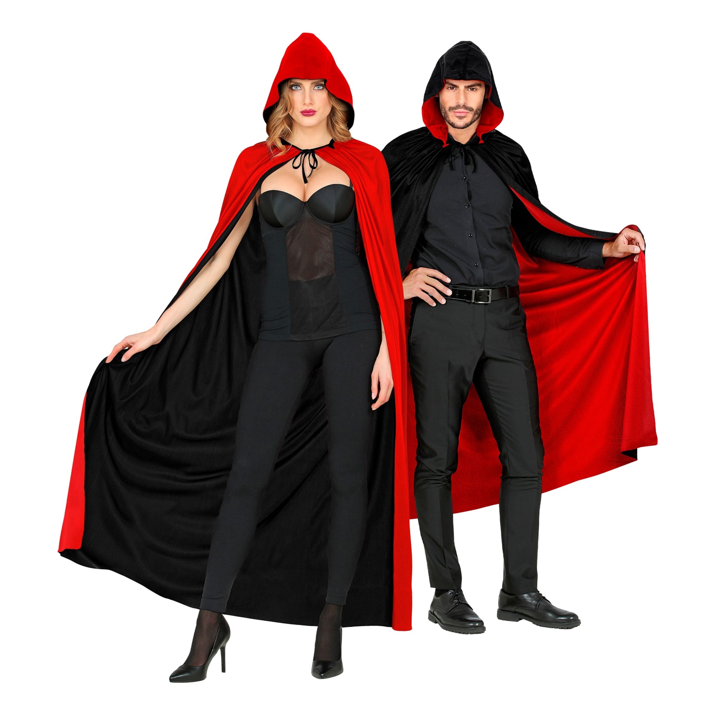 Cape Vändbar Svart/Röd - One size | Tillbehör//Hem//Maskerad//Mantel & Capes | PartyOutlet