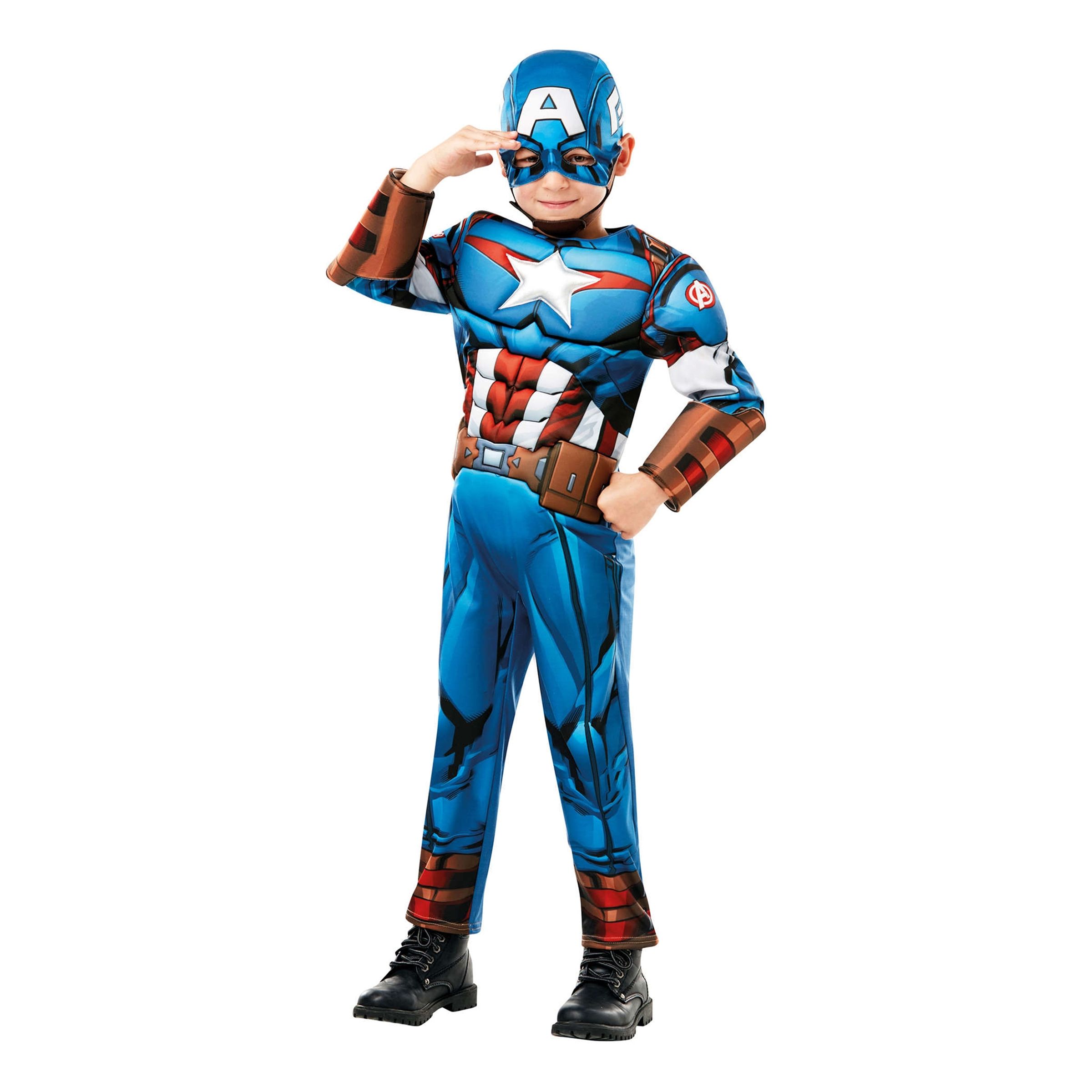 Captain America Deluxe Barn Maskeraddräkt - Small