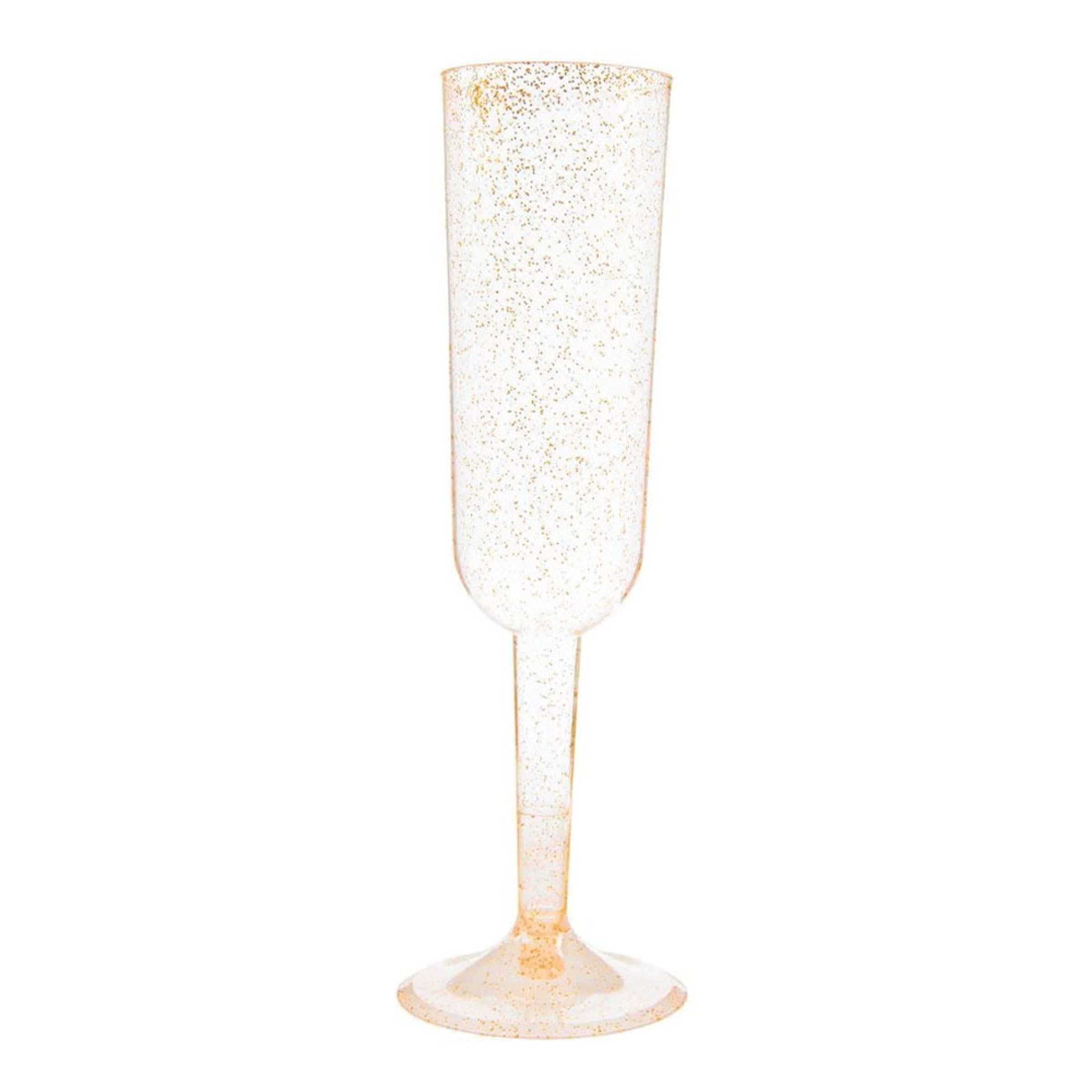 Champagneglas i Plast Guld Glitter - 4-pack