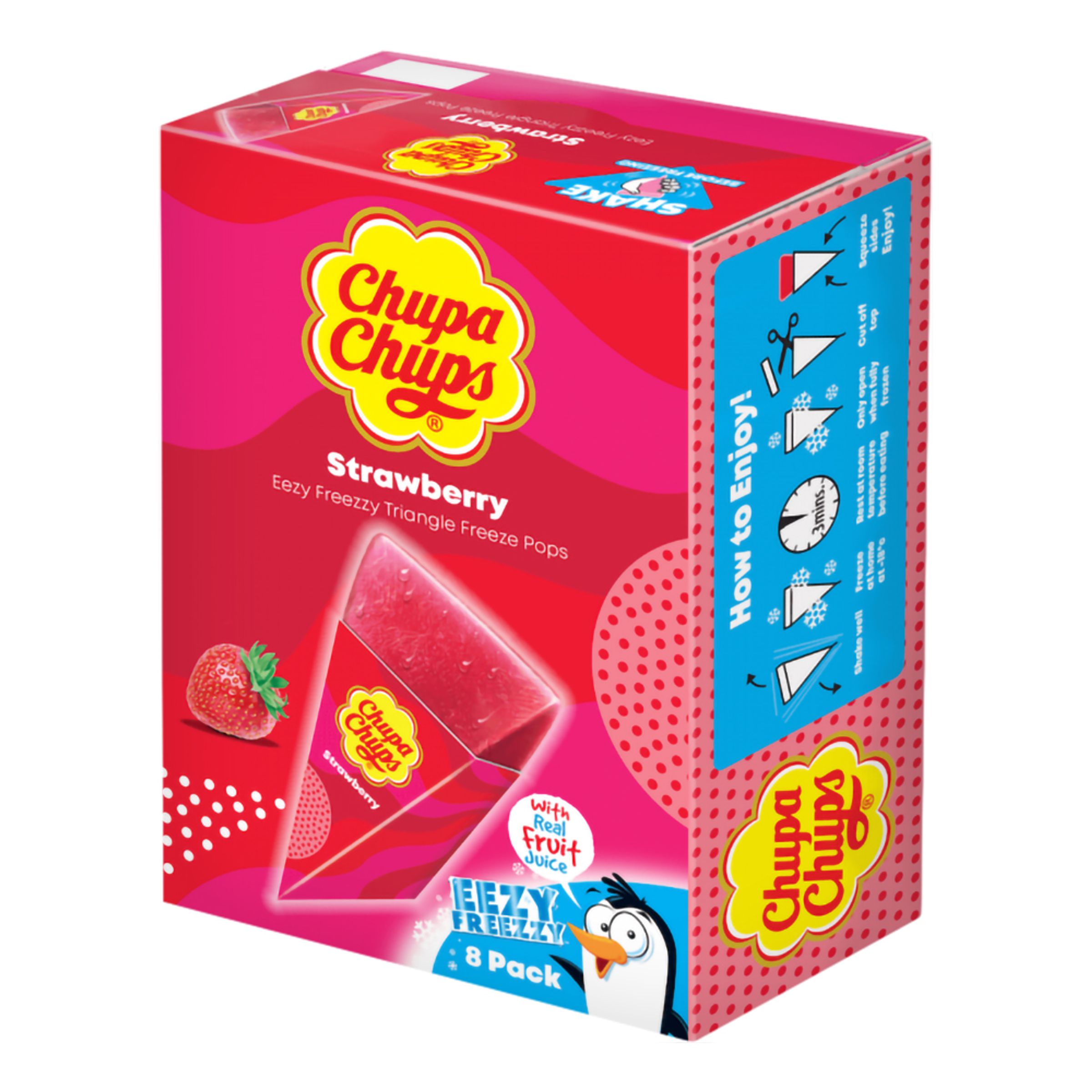 Chupa Chups Easy Freeze Triangles Strawberry - 8-pack