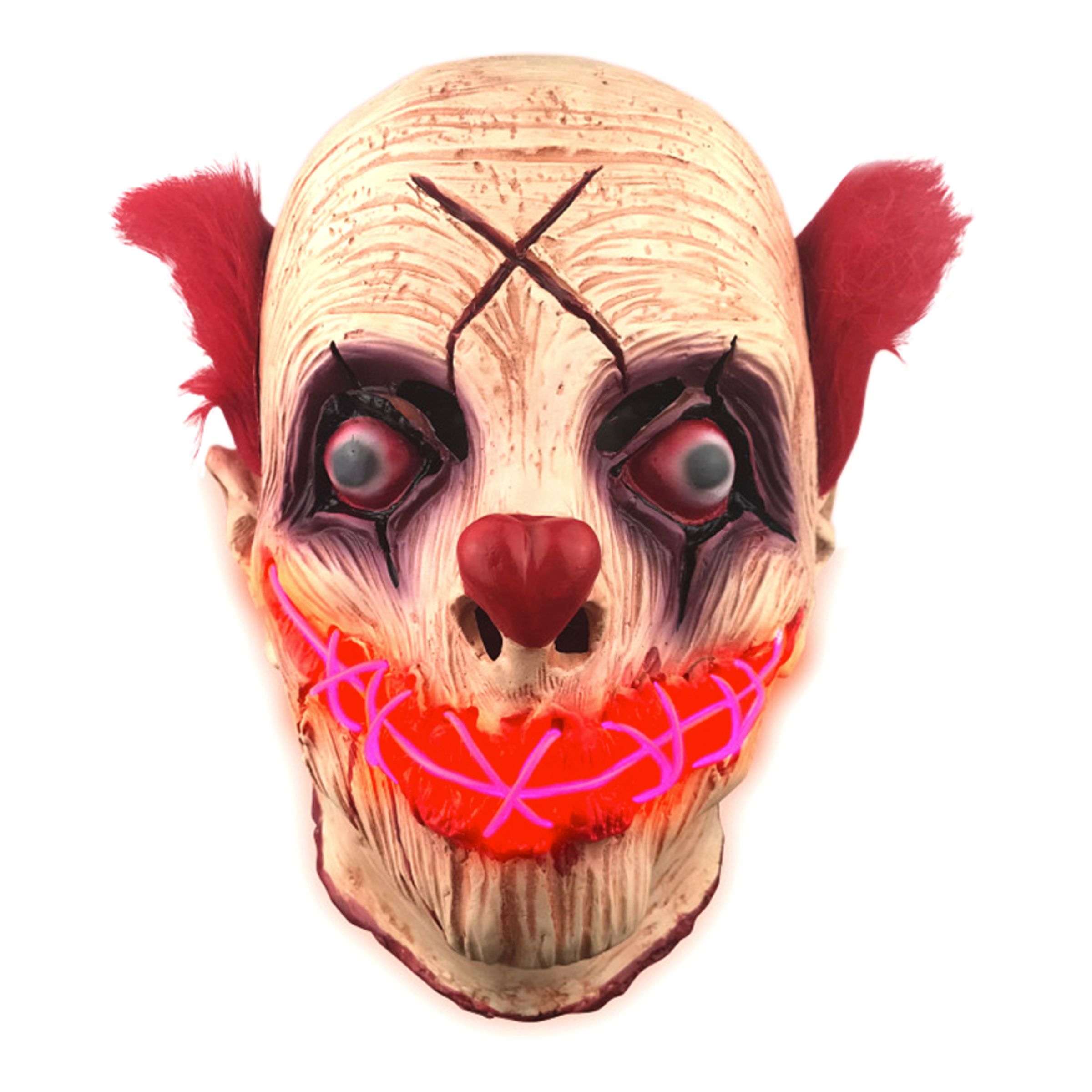 El Wire Clown med Flint LED Mask - One size