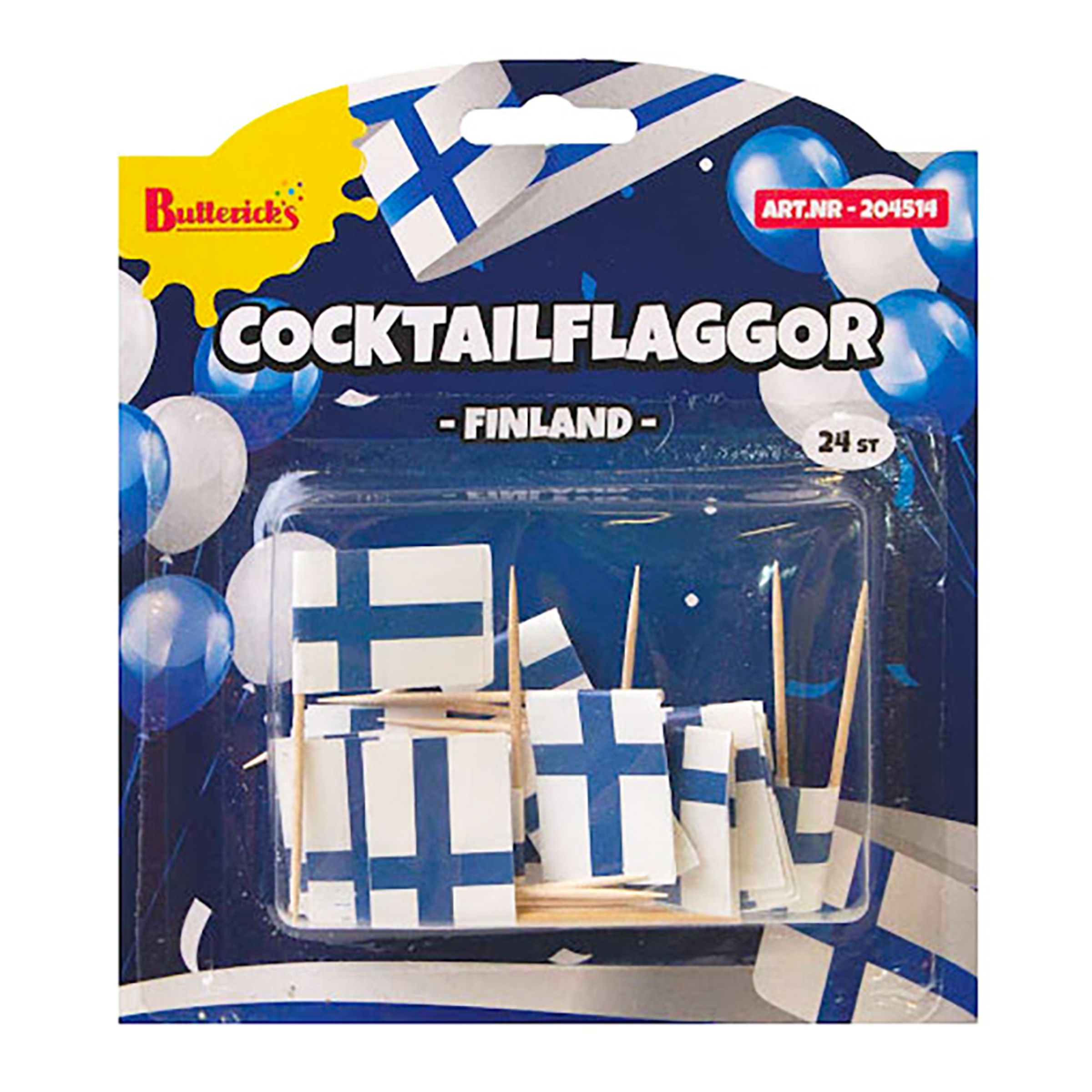 Läs mer om Cocktailflaggor Finland - 24-pack