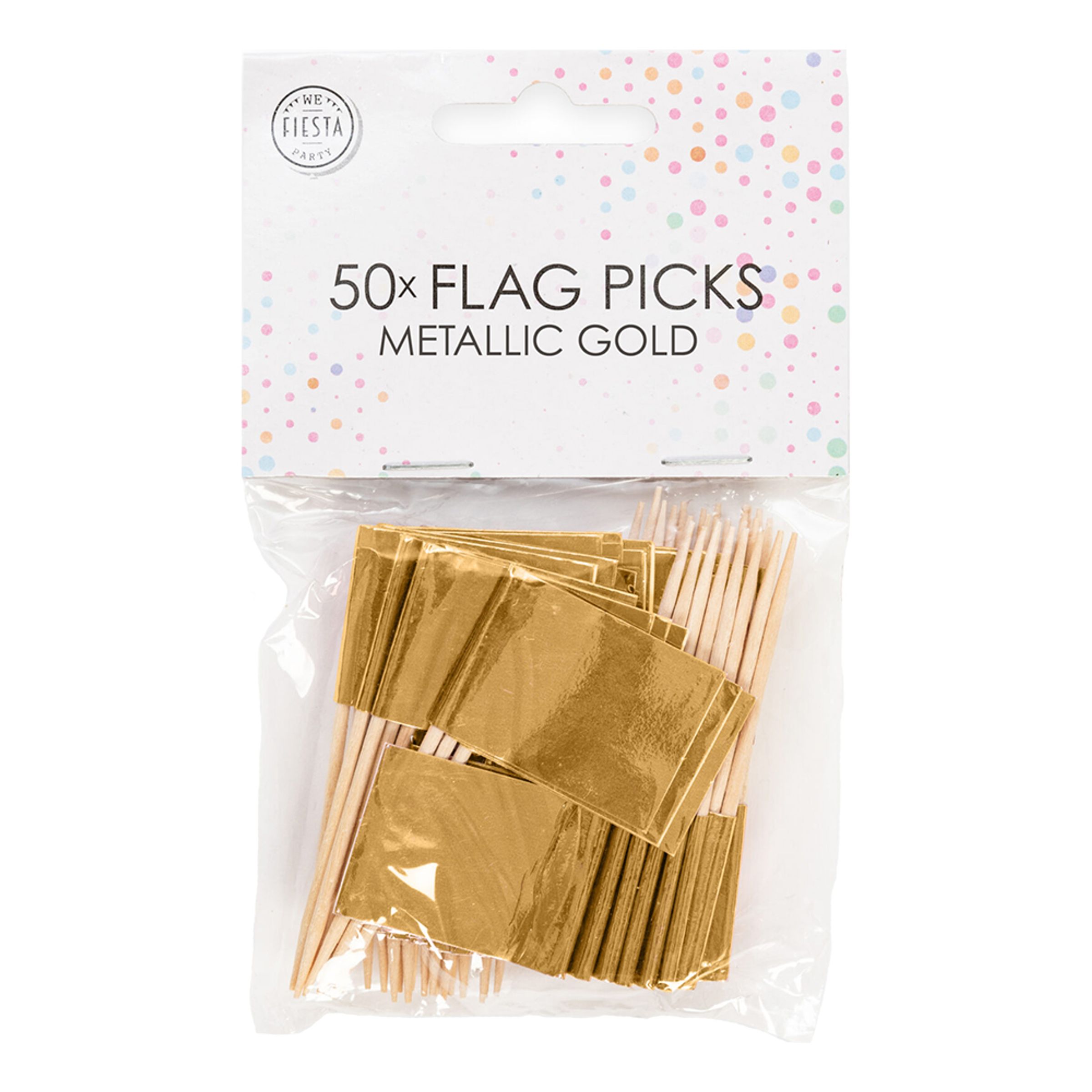Cocktailflaggor Guld Metallic - 50-pack