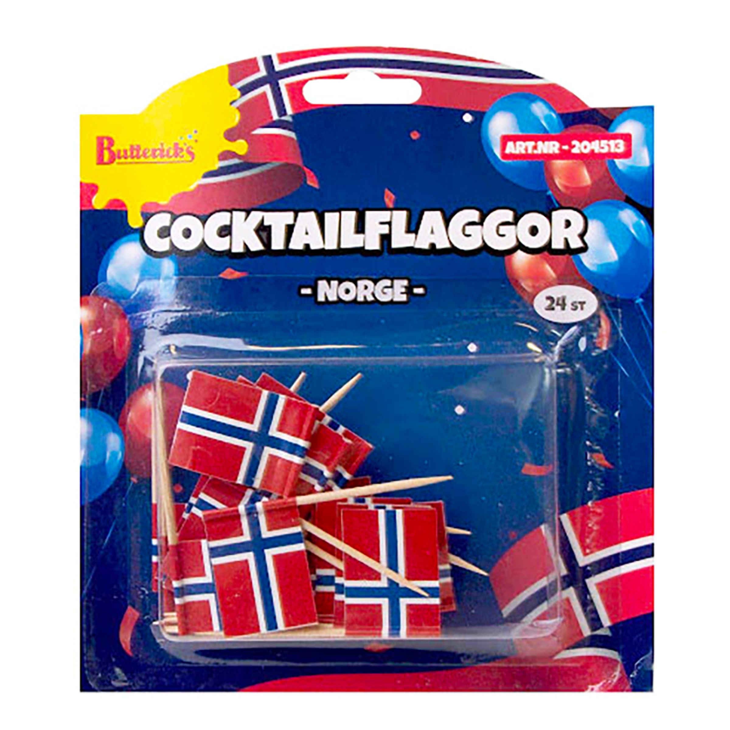 Läs mer om Cocktailflaggor Norge - 24-pack