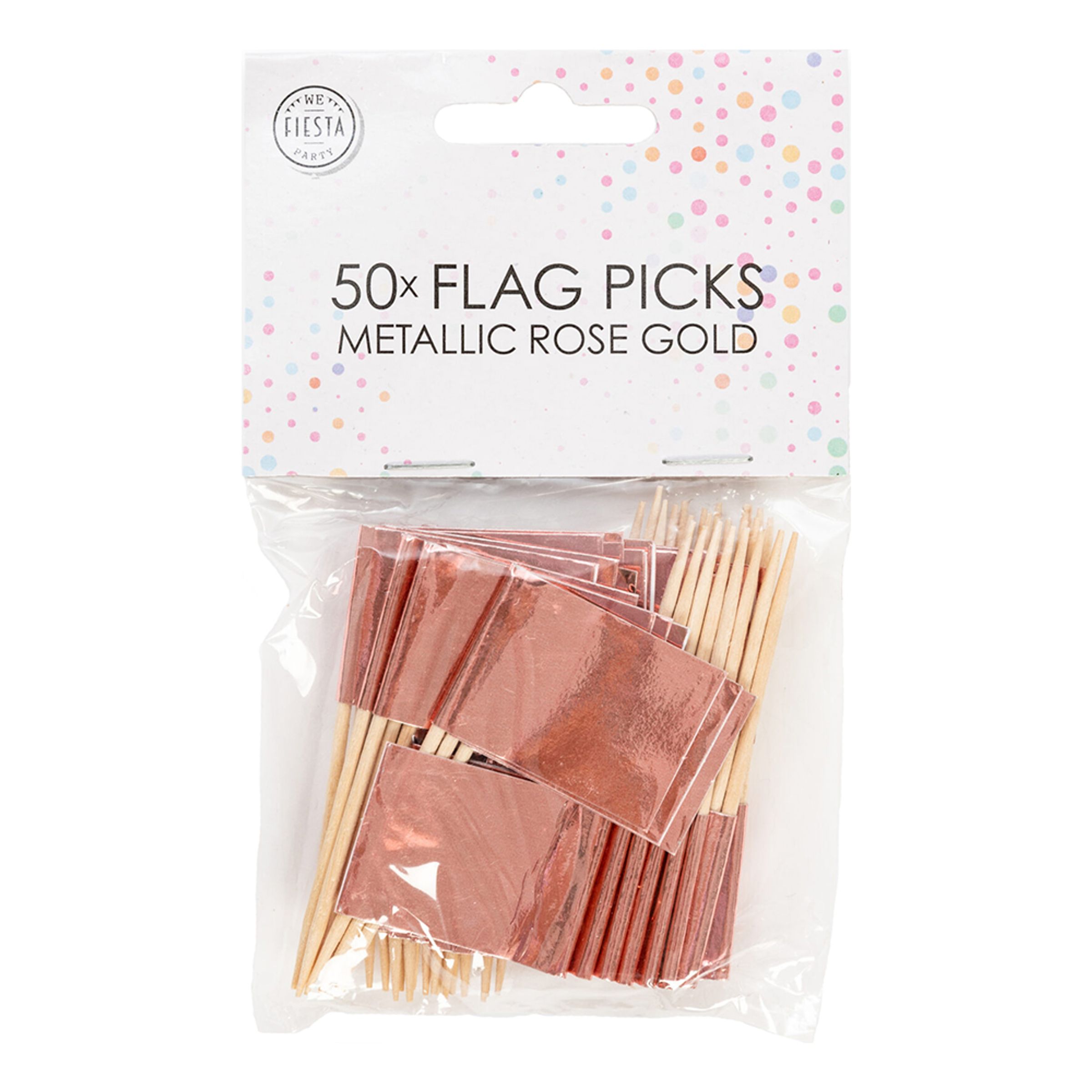 Cocktailflaggor Roséguld Metallic - 50-pack