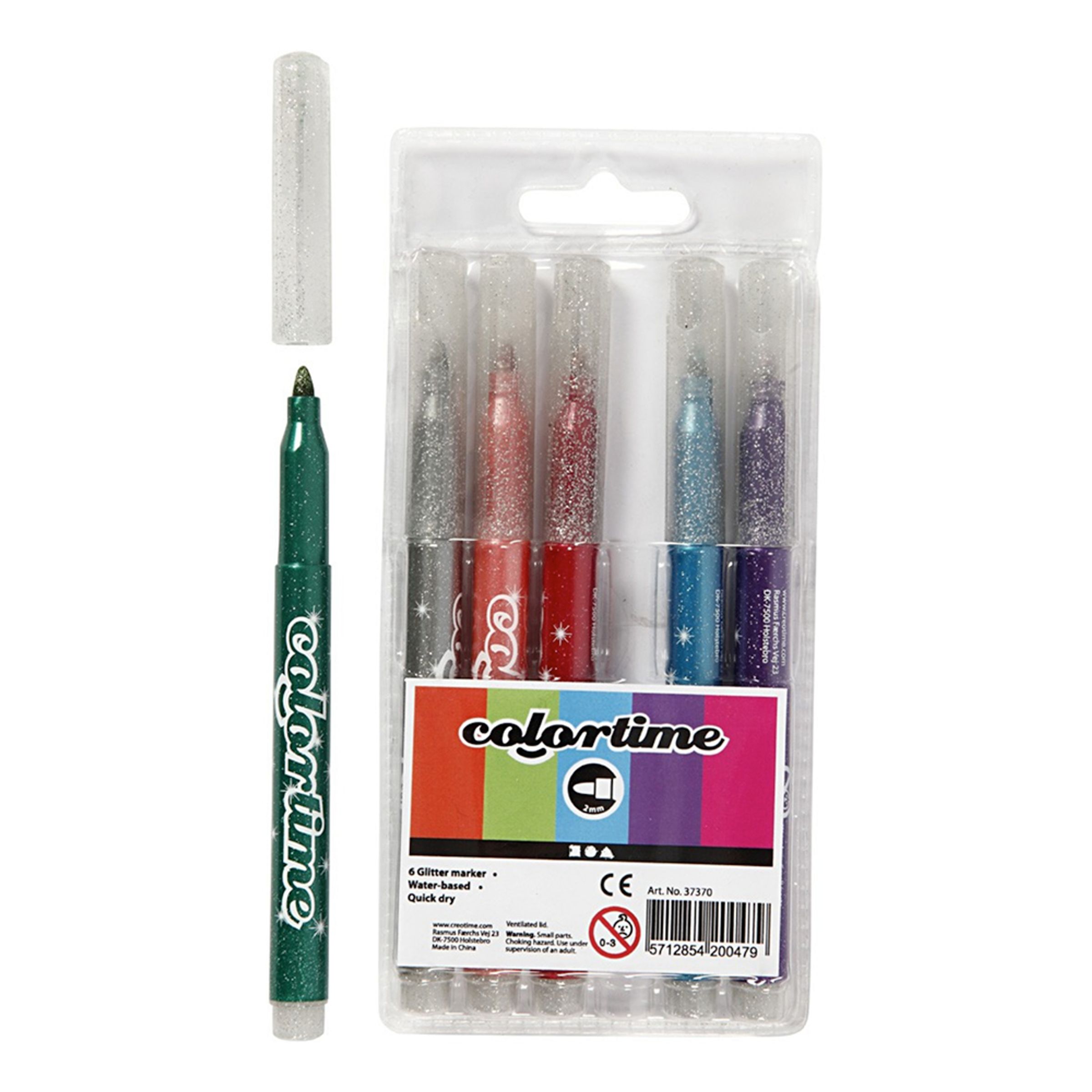 Läs mer om Colortime Glittertusch - 6-pack