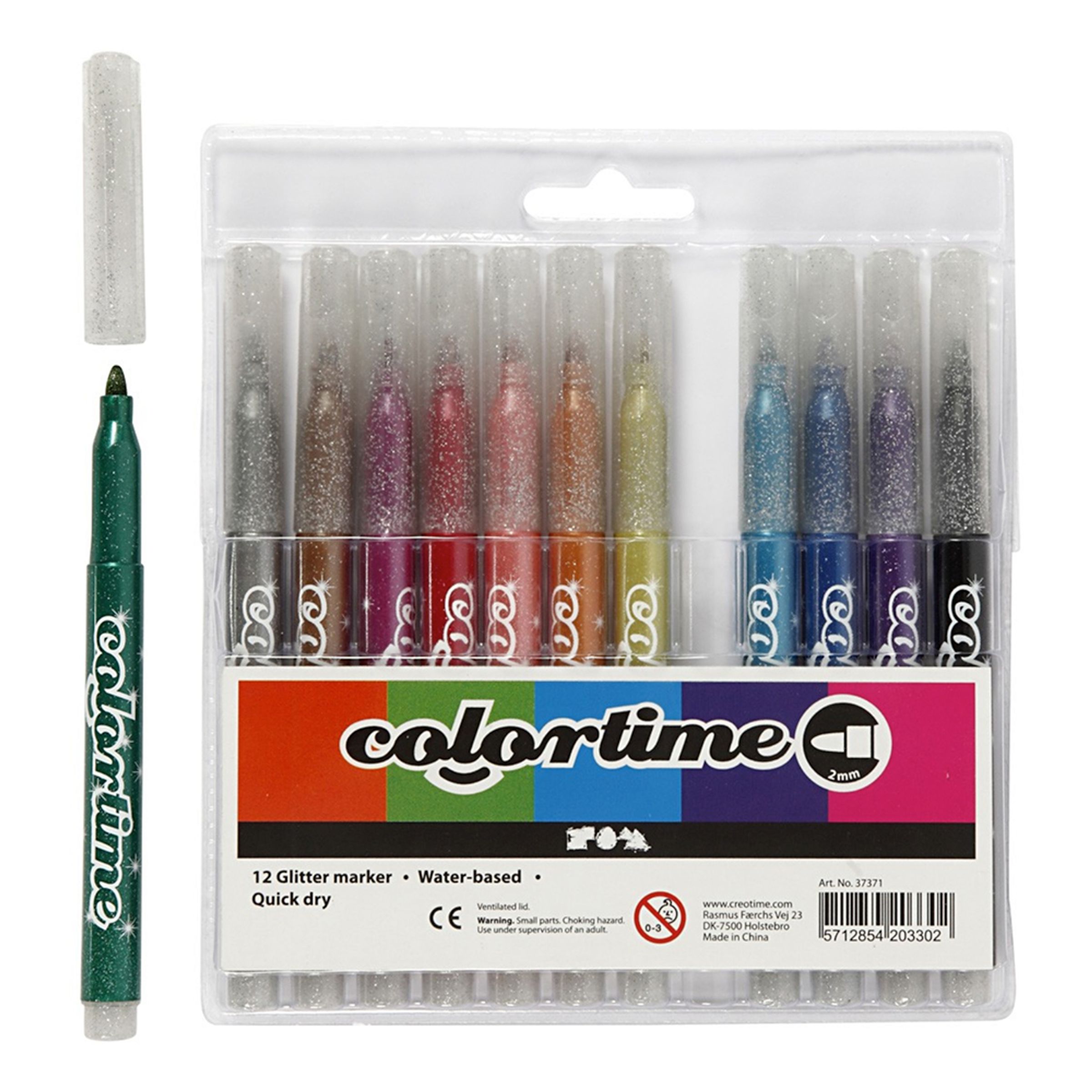 Läs mer om Colortime Glittertusch - 12-pack