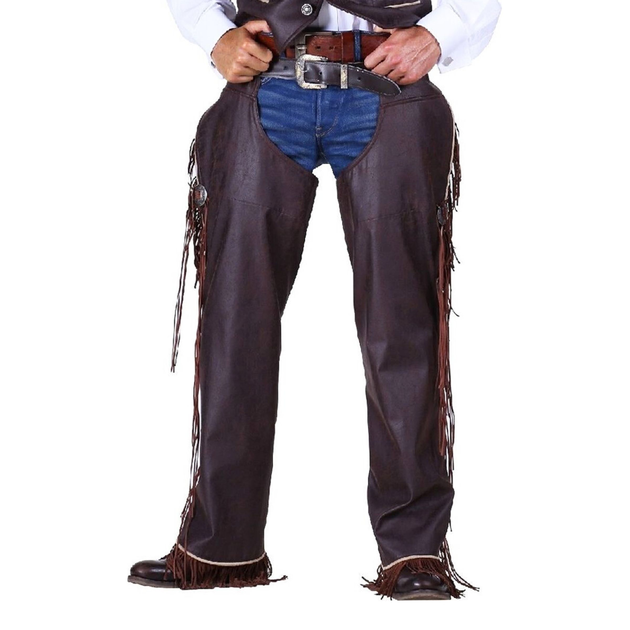 Cowboy Chaps Herr Brun Deluxe - Small | Hem - Maskerad - Maskeraddräkter - Cowboydräkter | Pryloteket