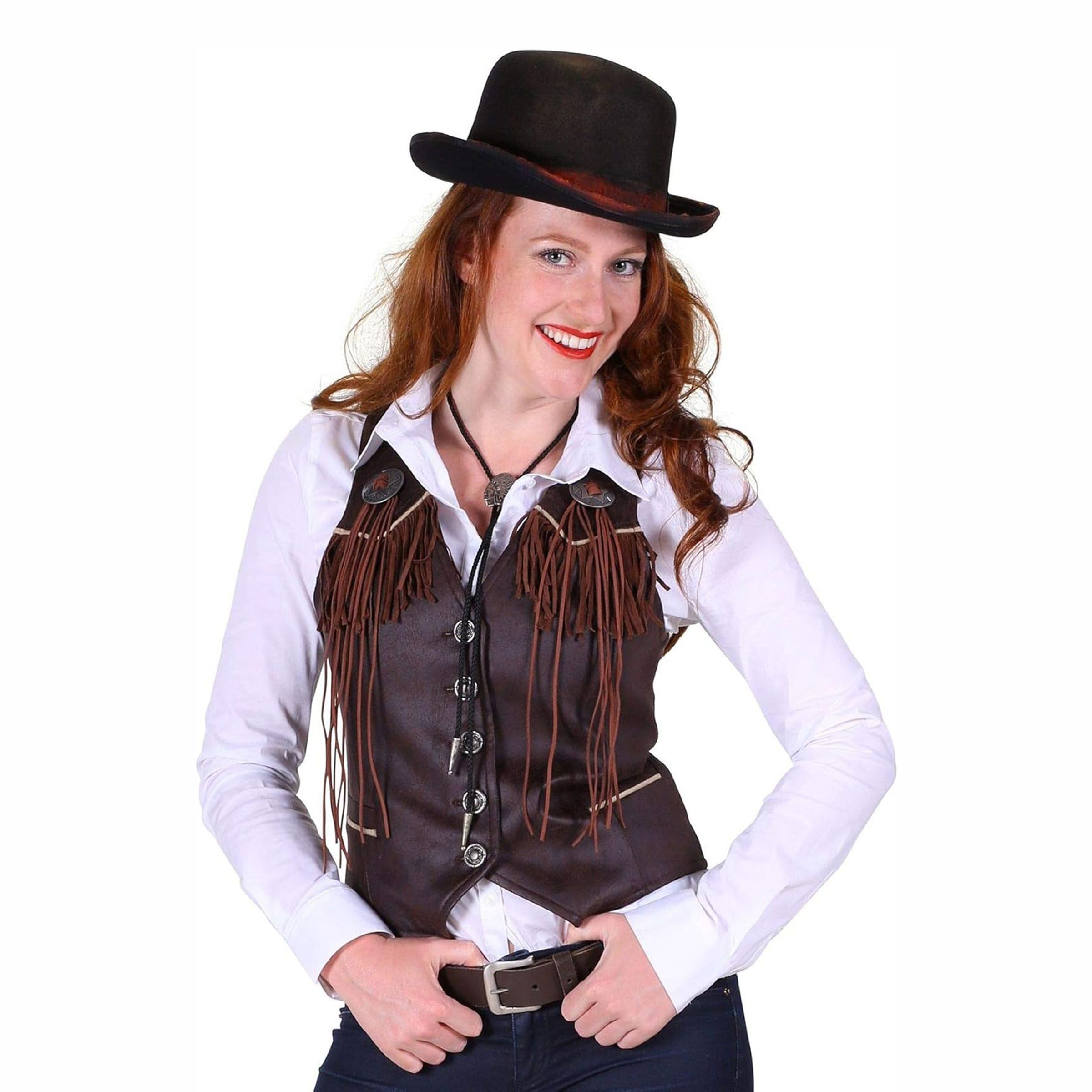 Cowboy Väst Dam Brun Deluxe - Medium | Hem - Maskerad - Maskeraddräkter - Cowboydräkter | Pryloteket