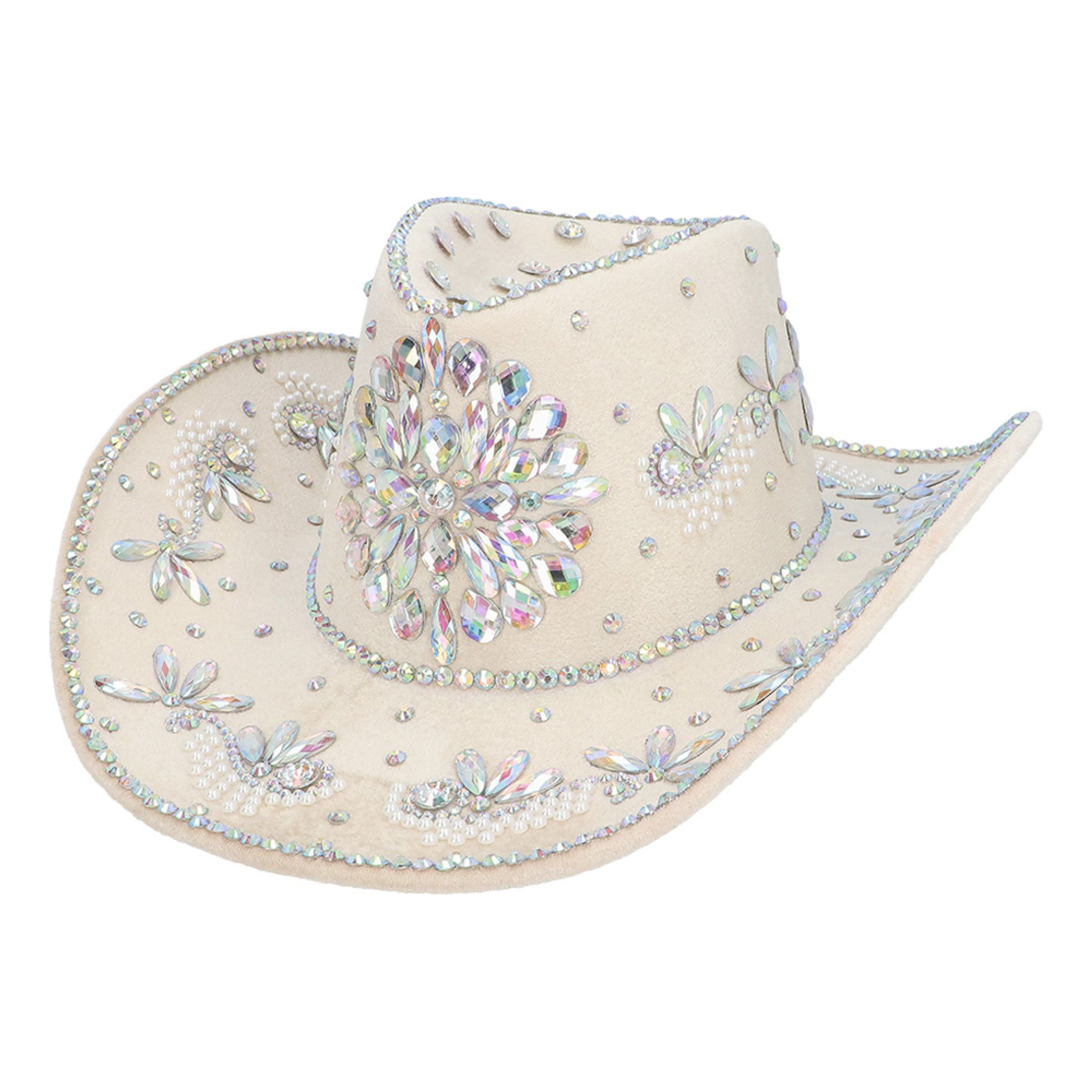 Cowboyhatt Crystal Beige - One size | Hem - Maskerad - Hattar - Vuxenhattar | Pryloteket