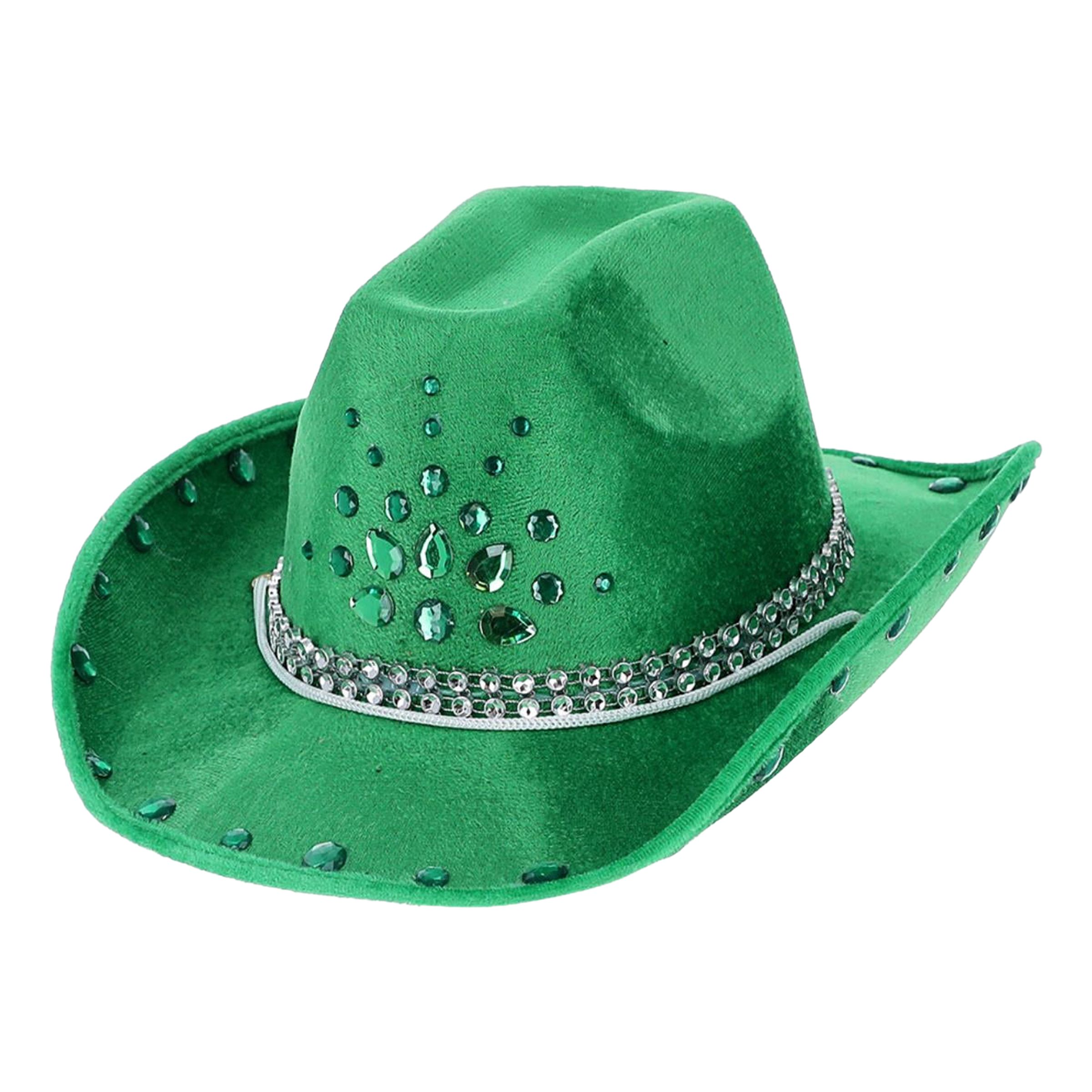 Cowboyhatt Grön med Stenar - One size | Hem - Maskerad - Hattar - Vuxenhattar | Pryloteket