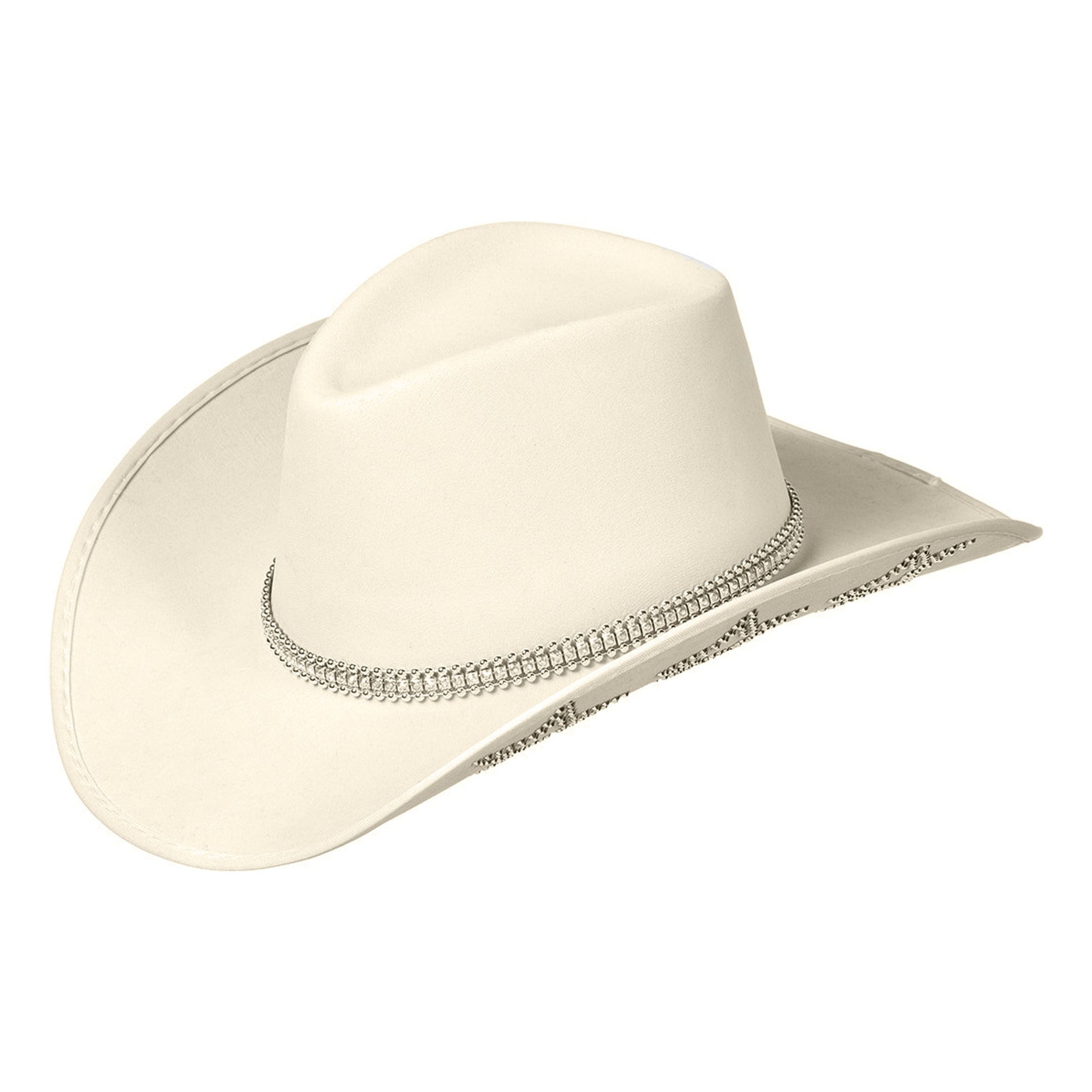 Cowboyhatt Naturvit med Giltterstjärnor - One size