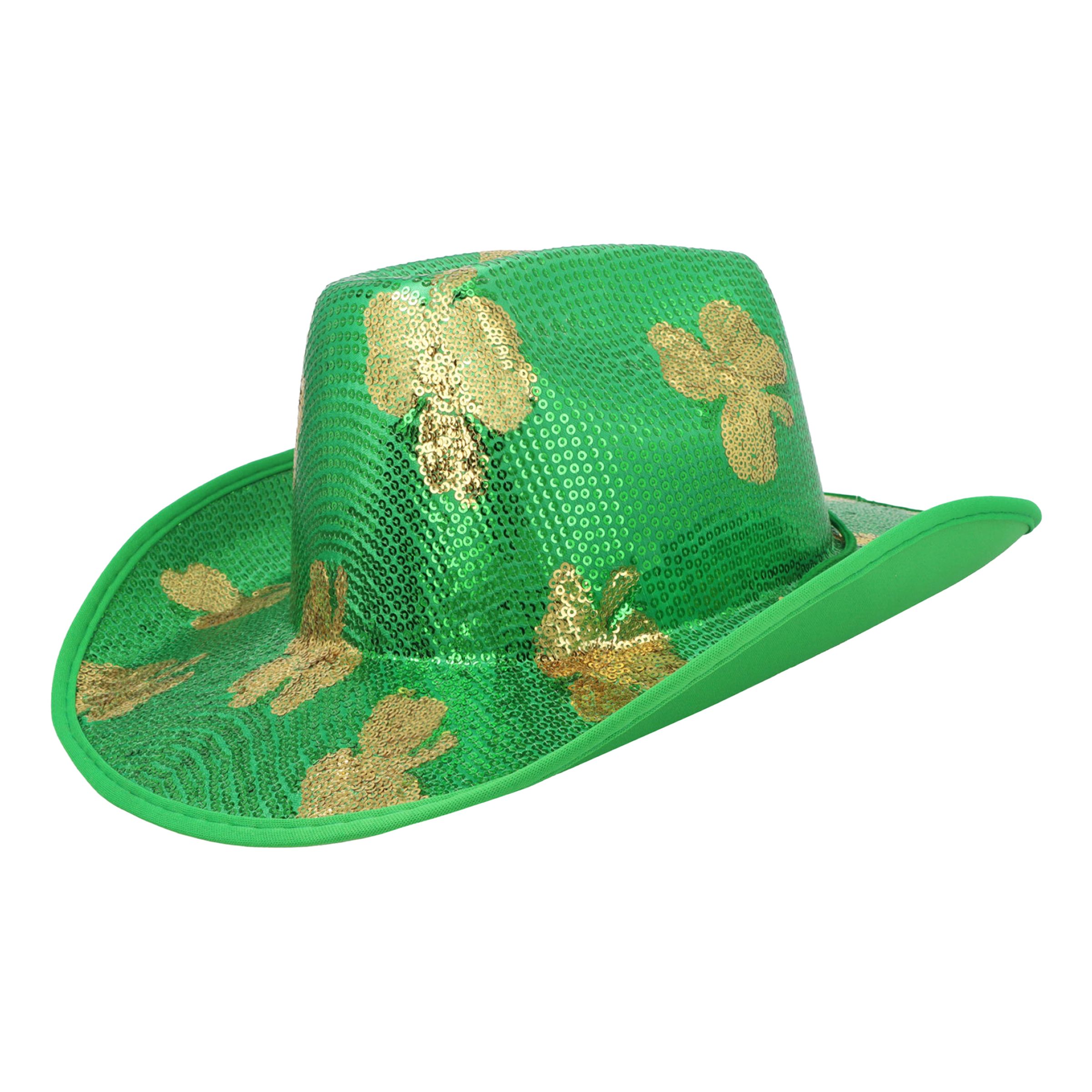 Cowboyhatt St Patricks Day Paljetter - One size | Hem - Maskerad - Hattar - Vuxenhattar | Pryloteket