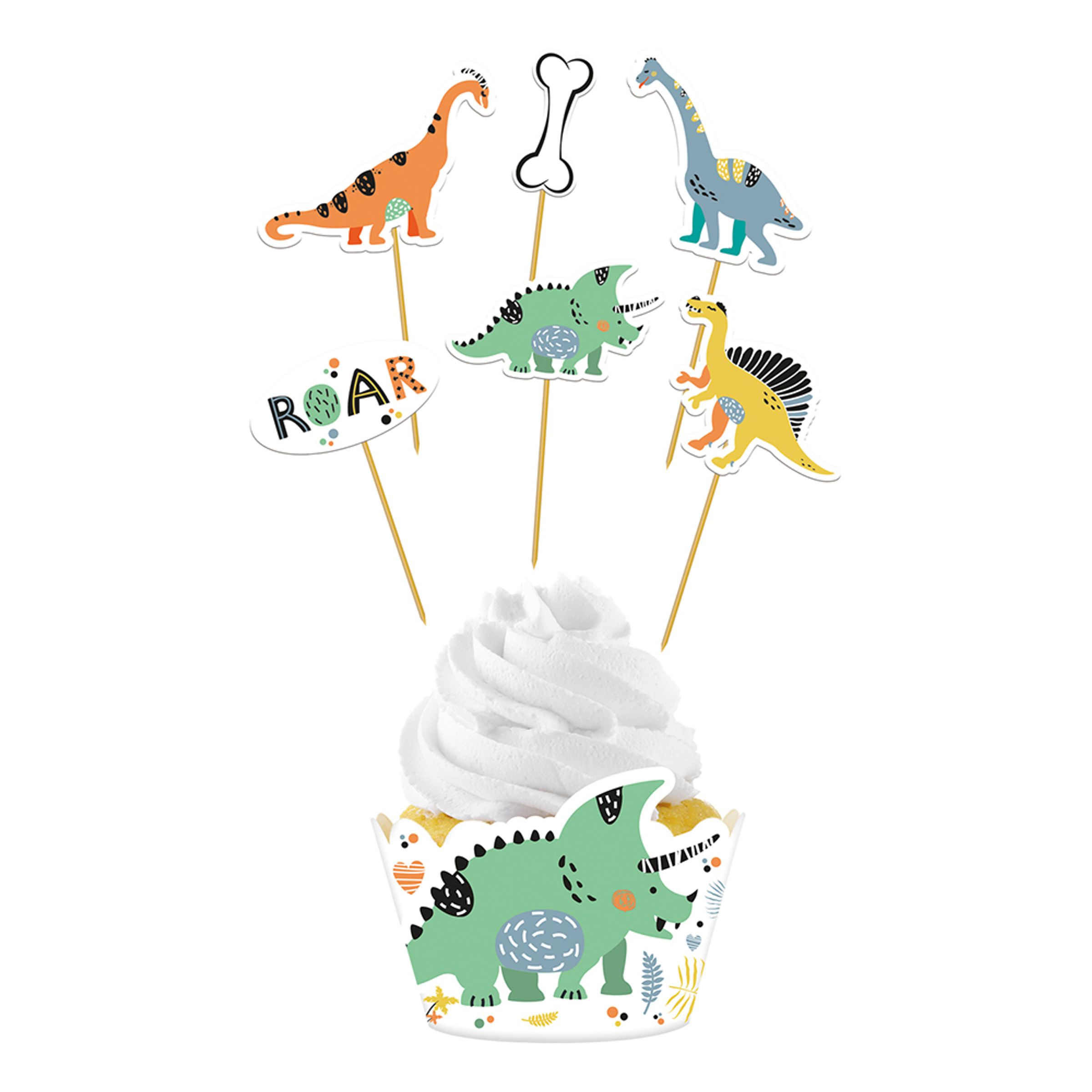 Läs mer om Cupcake Kit Dino Roars - 6-pack