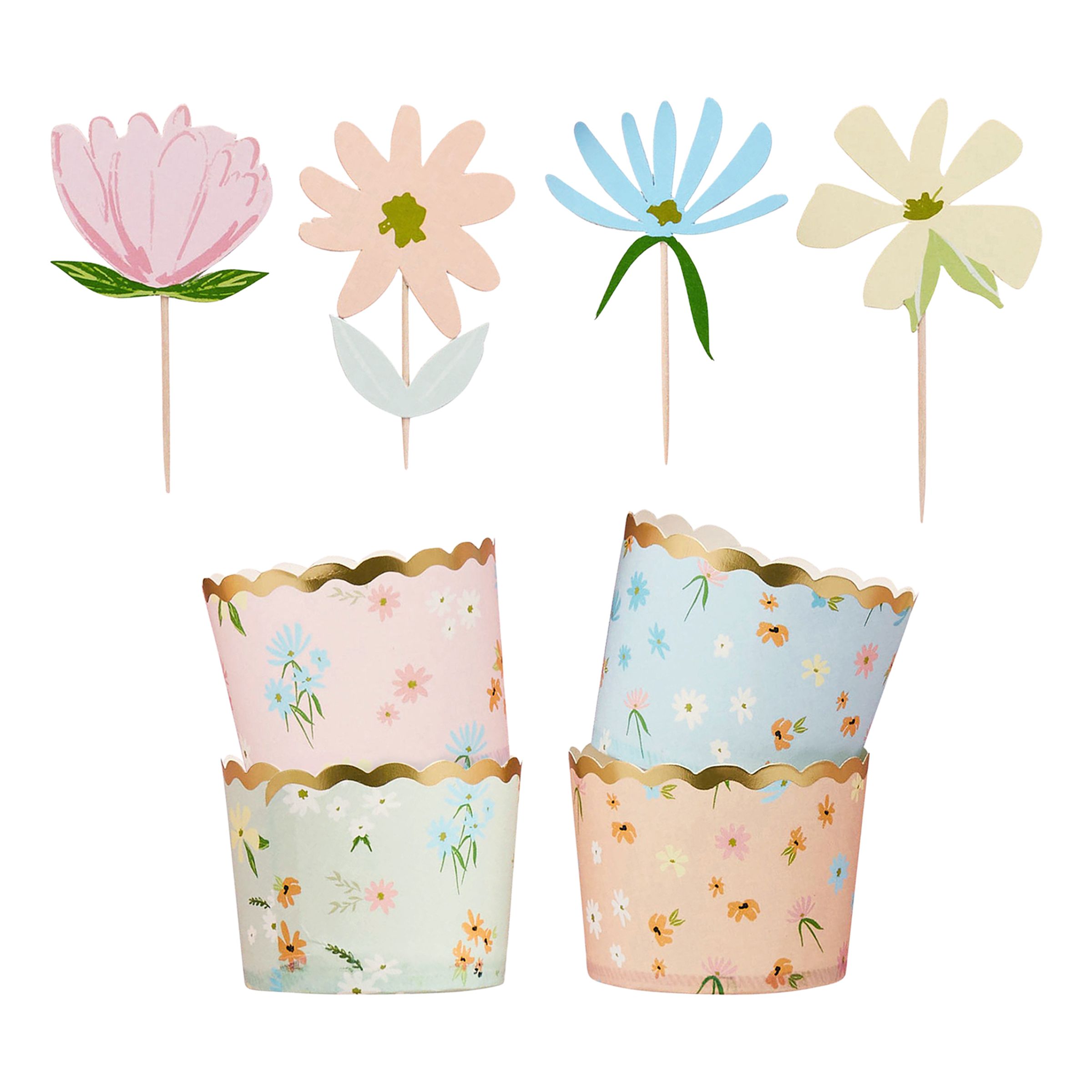 Cupcake Kit Floral Pastell - 12-pack | Hem - Teman - Festteman - Sommarfest | Pryloteket