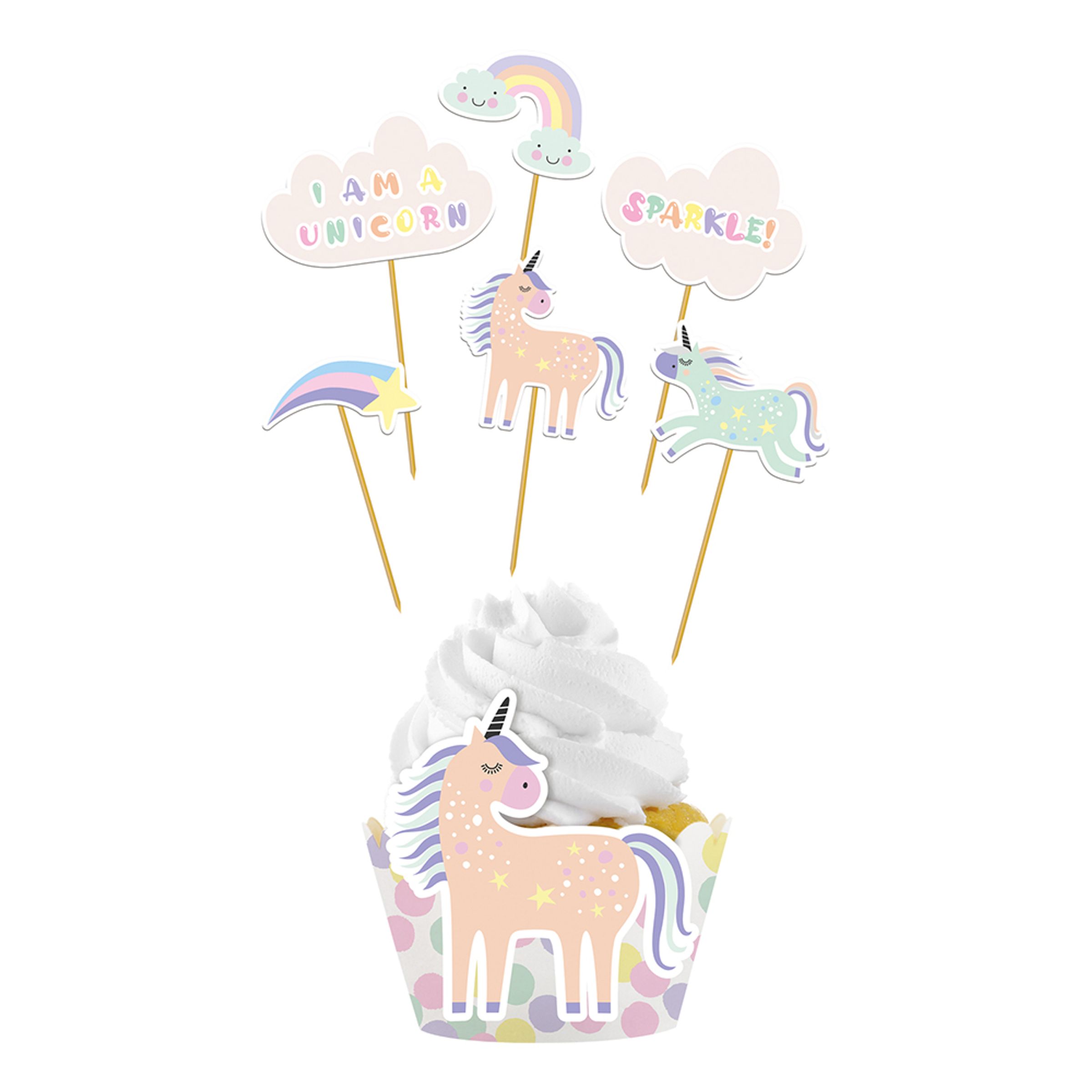 Läs mer om Cupcake Kit Unicorns & Rainbows - 6-pack