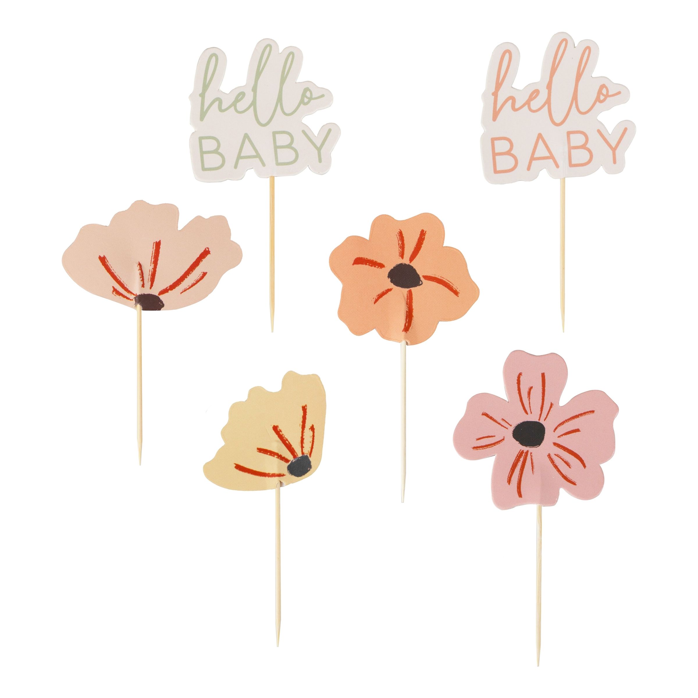 Cupcake Set Hello Baby Floral - 12-pack