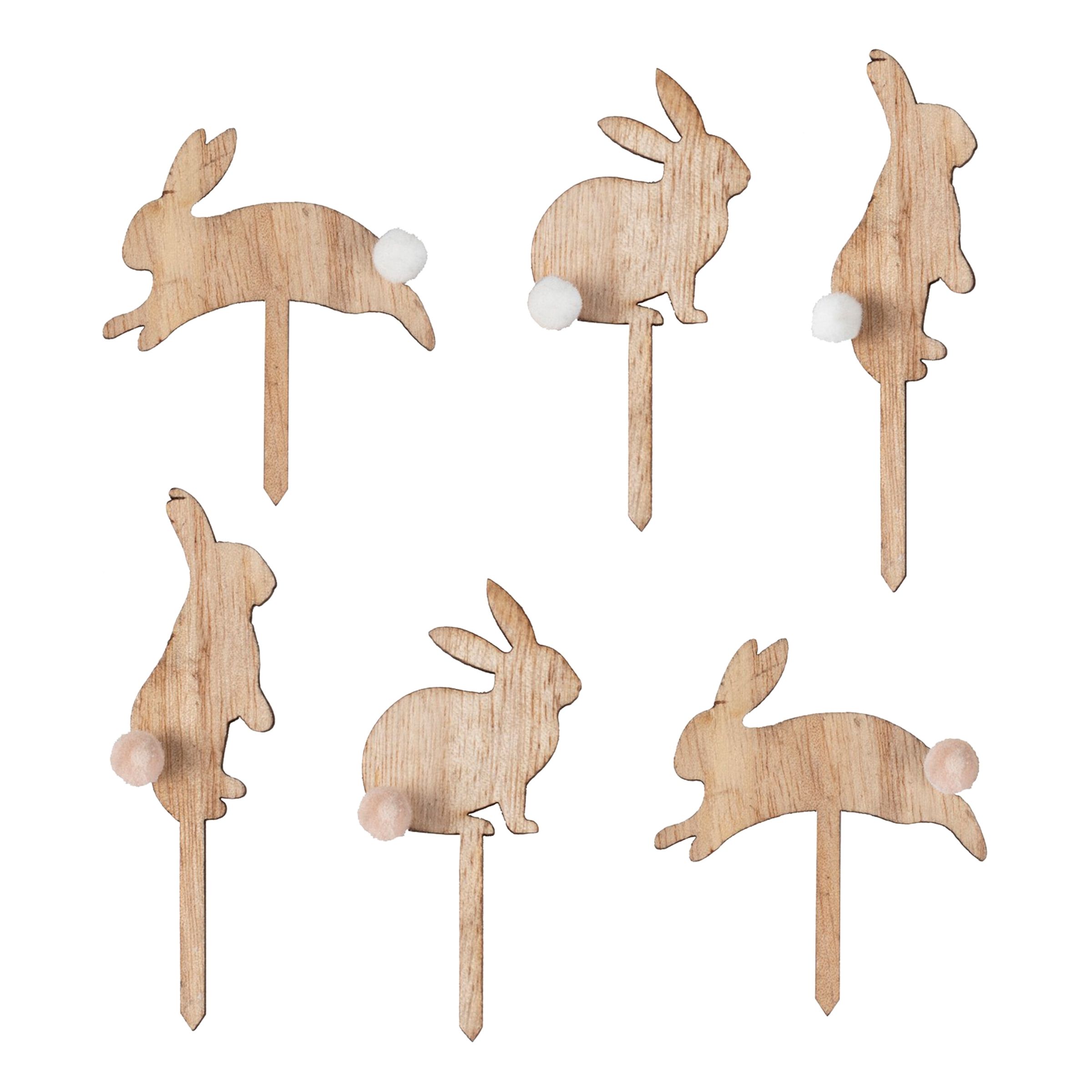 Läs mer om Cupcake Toppers Kaniner i Trä - 6-pack