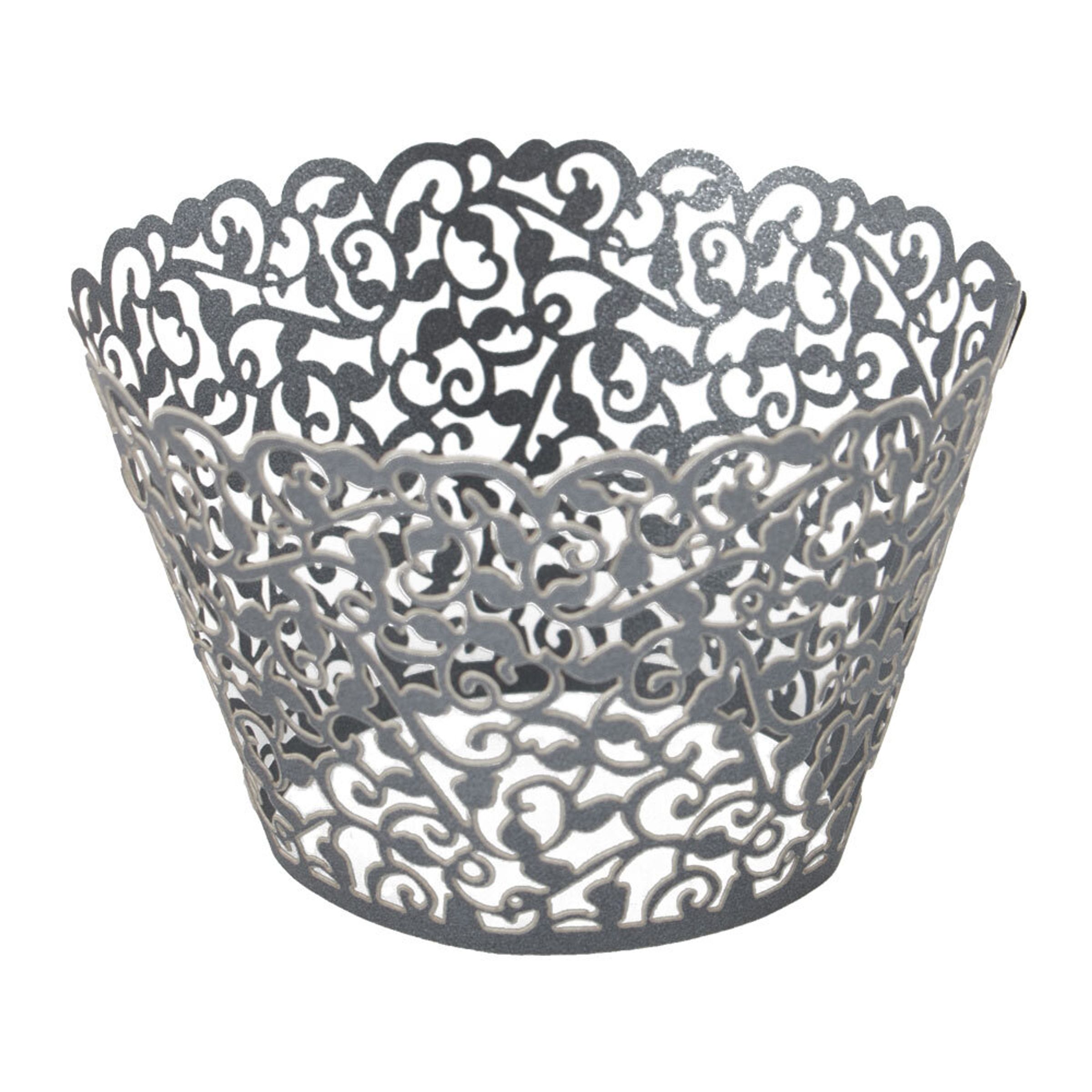 Cupcake Wrapper Svart Lace - 12-pack