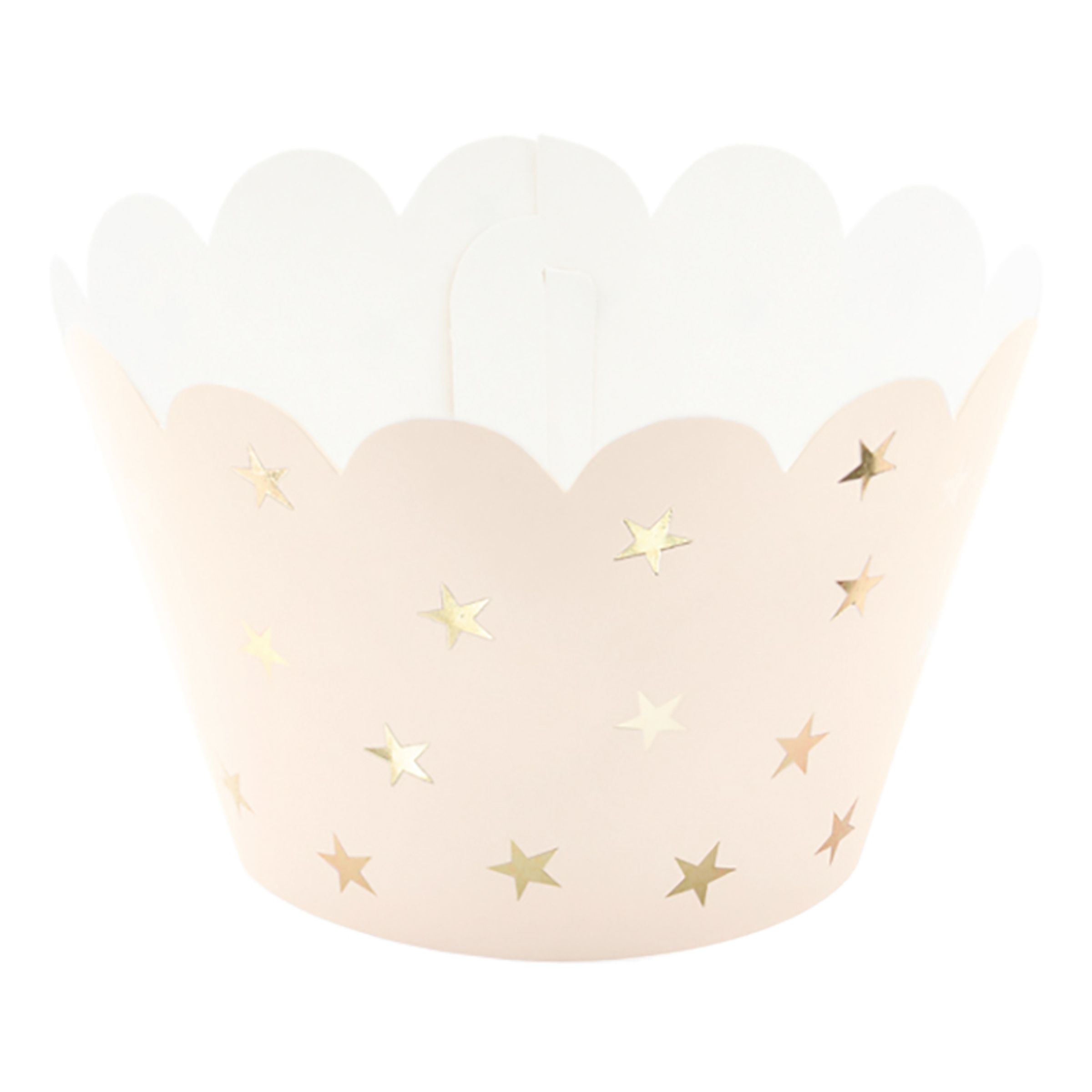 Cupcake Wrappers med Stjärnor Persika/Guld - 6-pack
