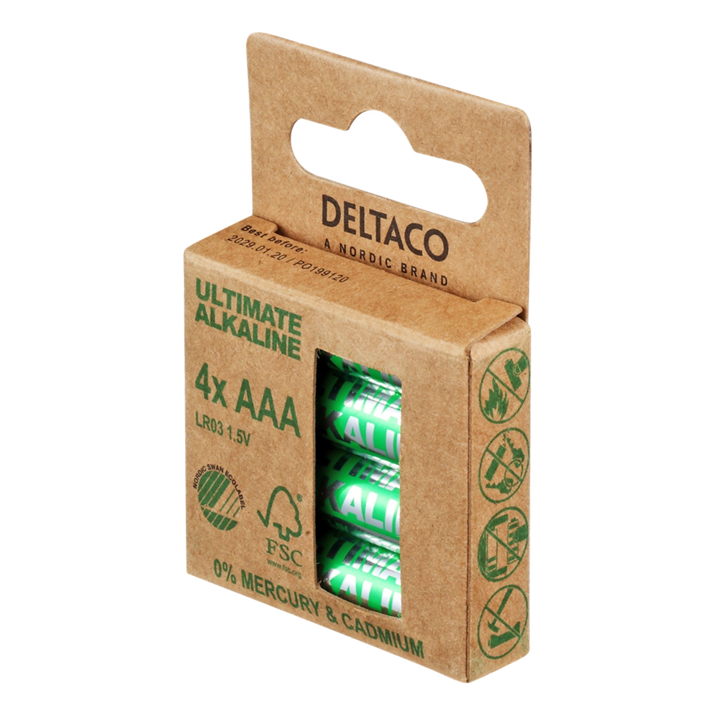 Läs mer om Deltaco Ultimate Alkaline Batterier - 4-pack AAA