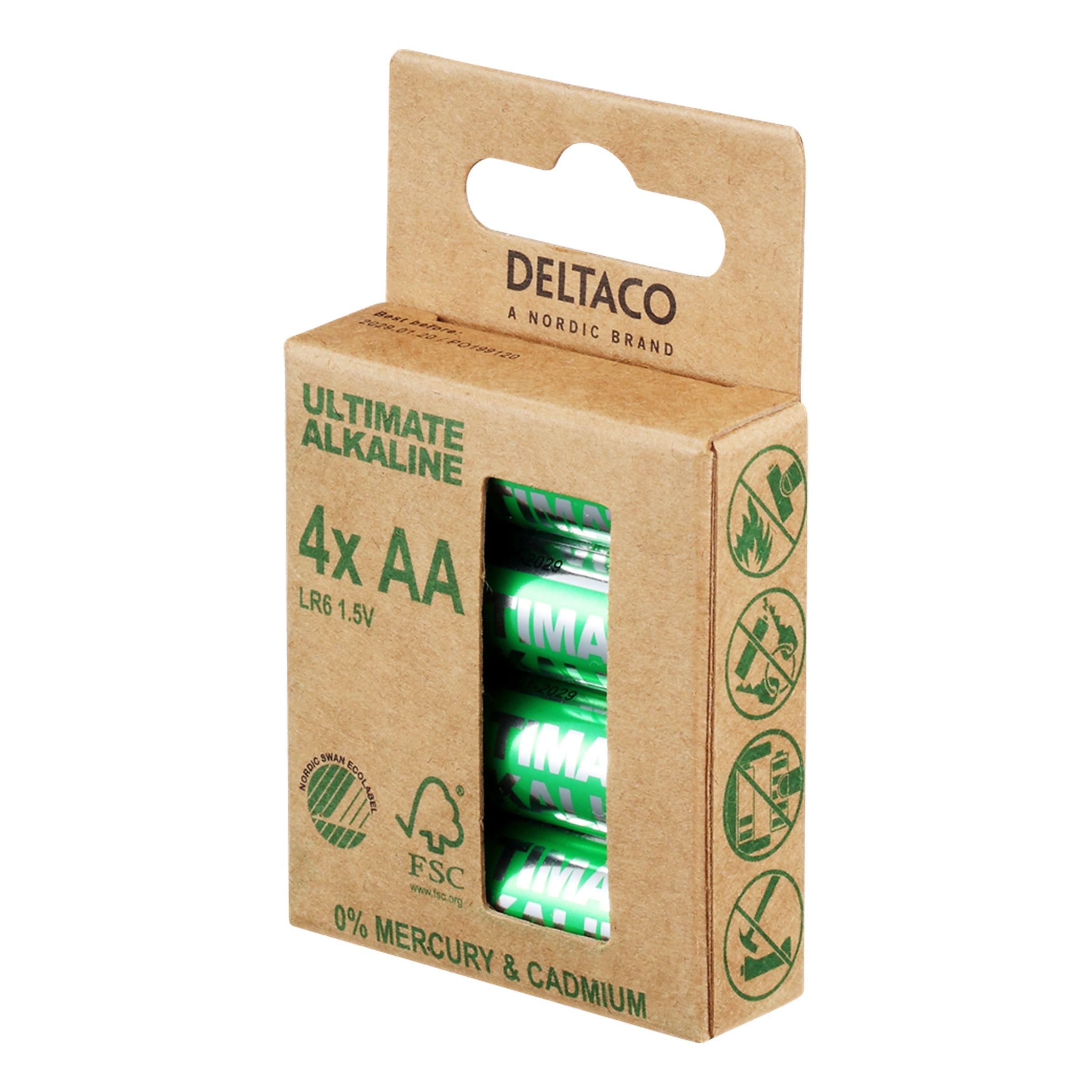 Deltaco Ultimate Alkaline Batterier - 4-pack AA