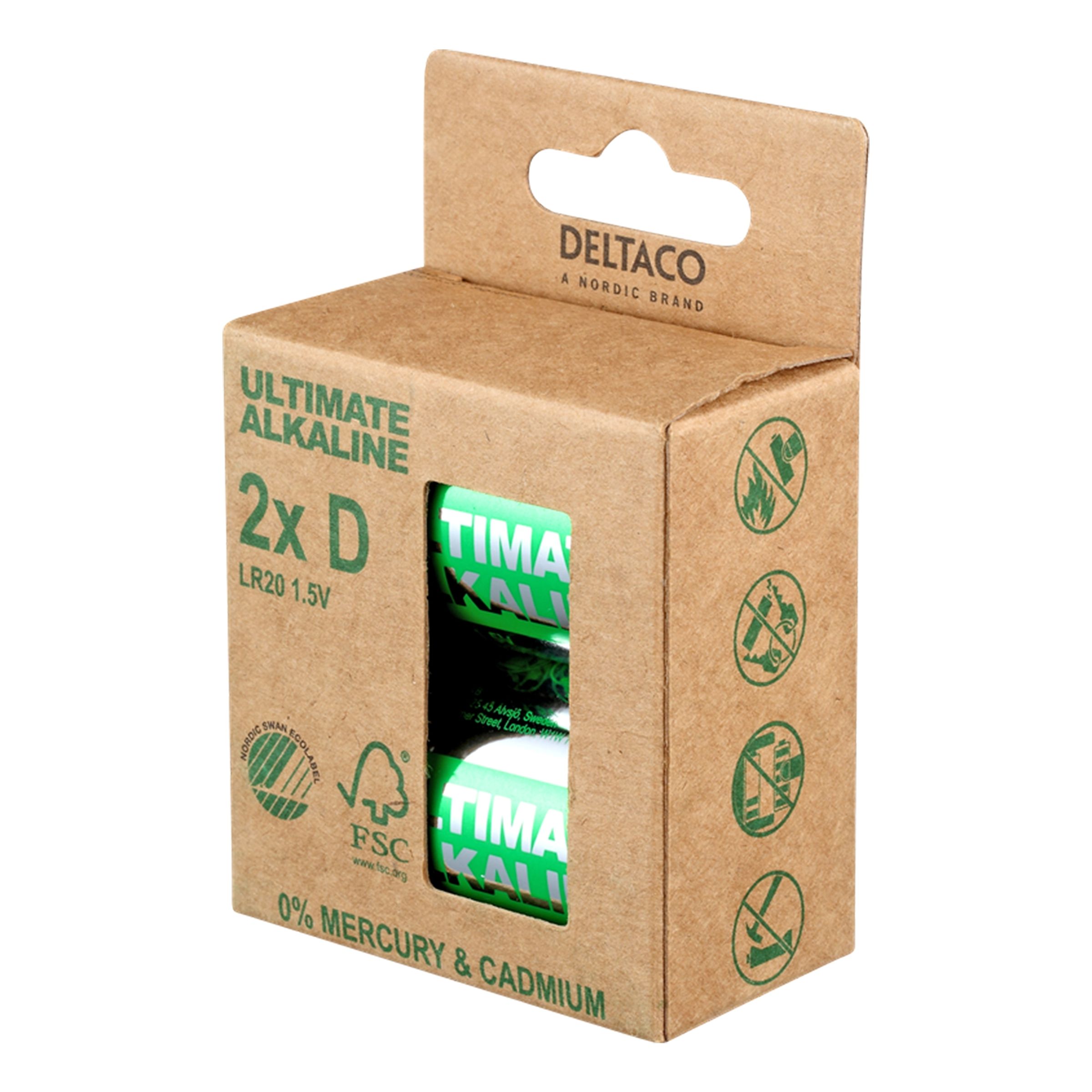 Läs mer om Deltaco Ultimate Alkaline Batterier - 2-pack LR20