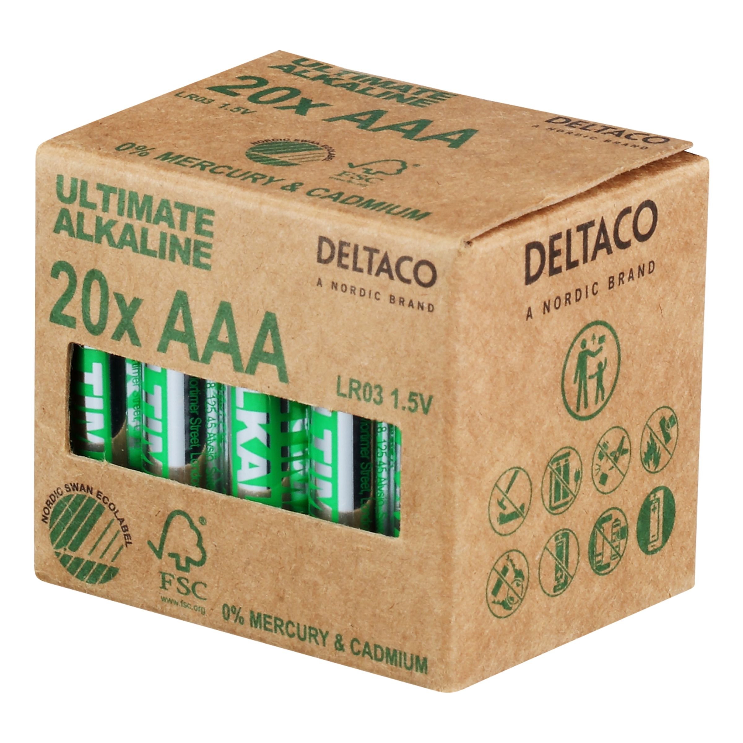 Läs mer om Deltaco Ultimate Alkaline Batterier - 20-pack AAA