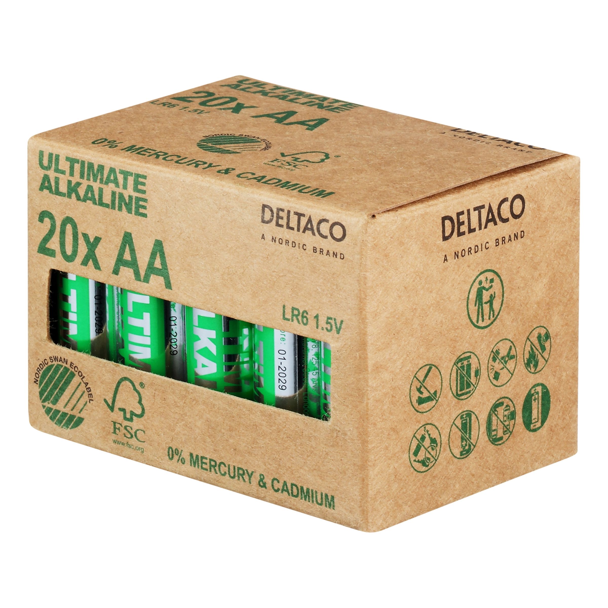 Läs mer om Deltaco Ultimate Alkaline Batterier - 20-pack AA