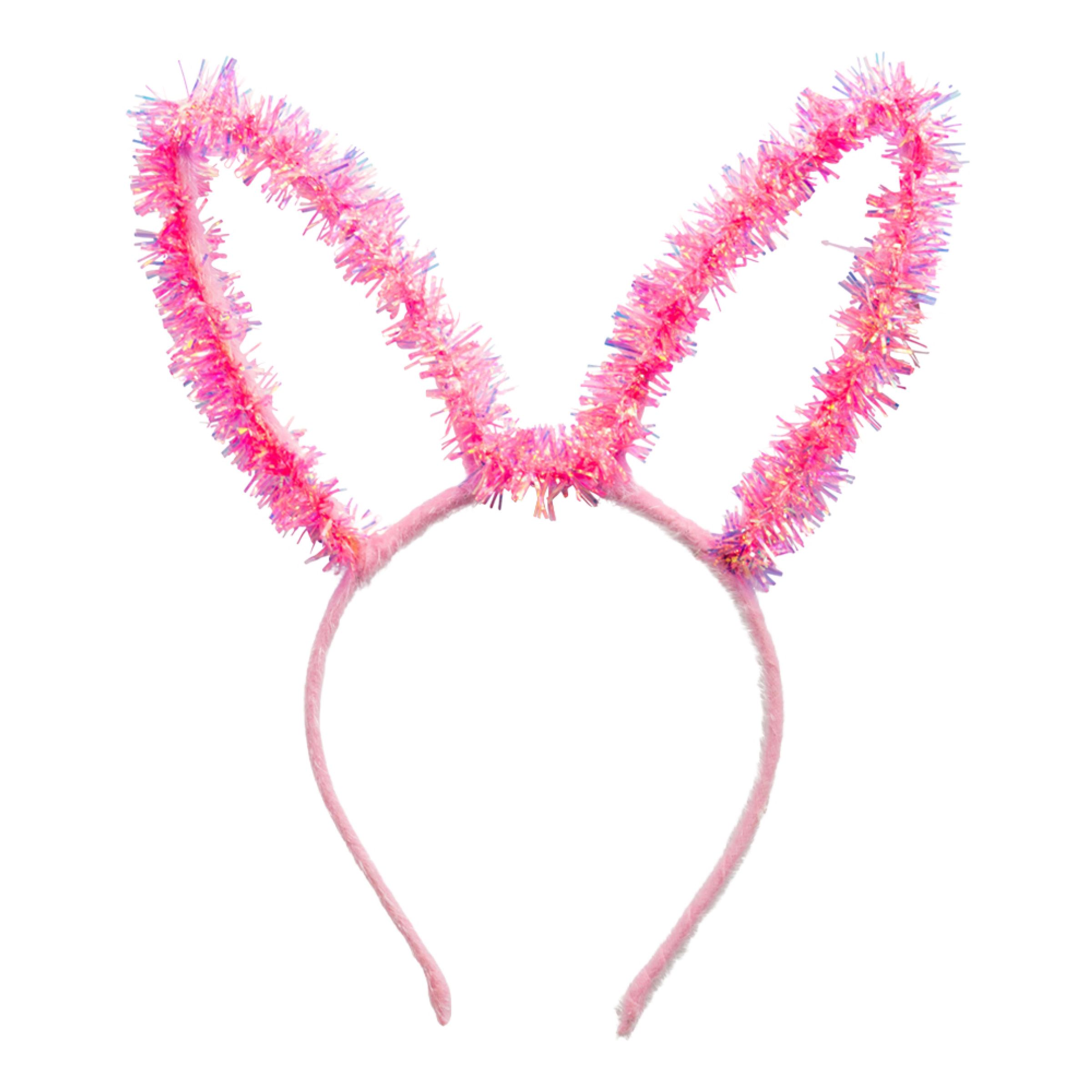 Diadem Kaninöron Glitter Rosa | Hem - Maskerad - Hattar - Diadem & Boppers | Party Outlet