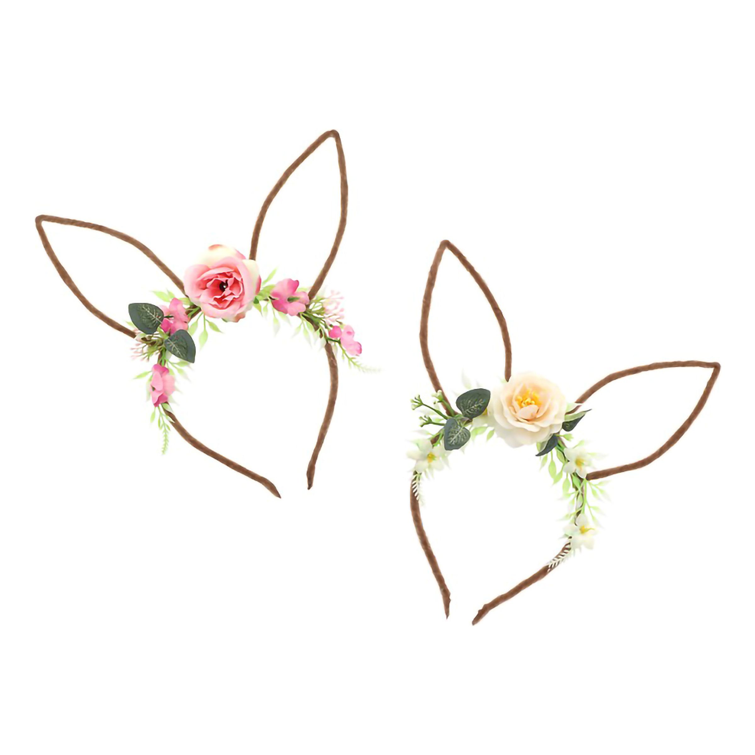 Diadem Kaninöron med Blommor | Hem - Maskerad - Tillbehör - Maskeradaccessoarer | Maskeradspecialisten