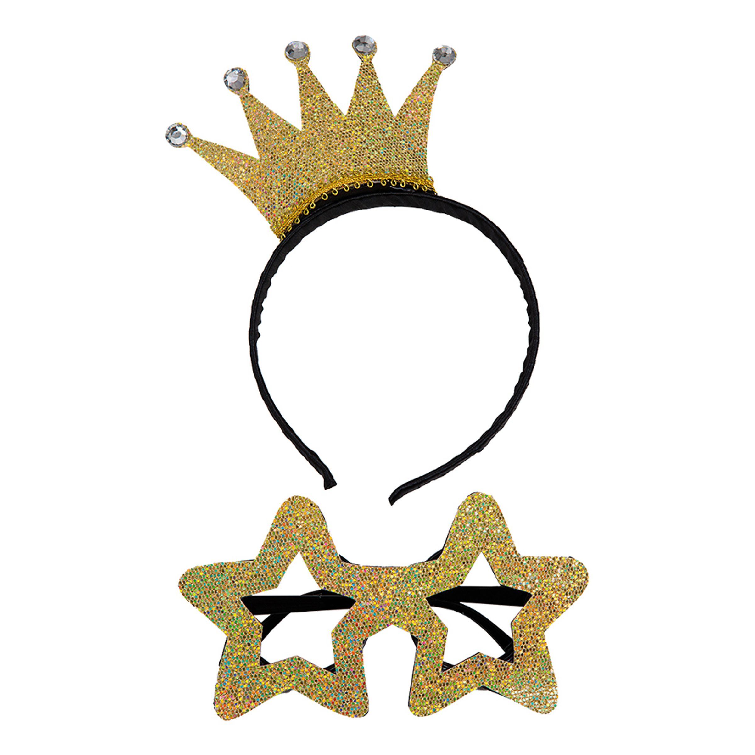 Diadem med Krona och Glasögon Guld