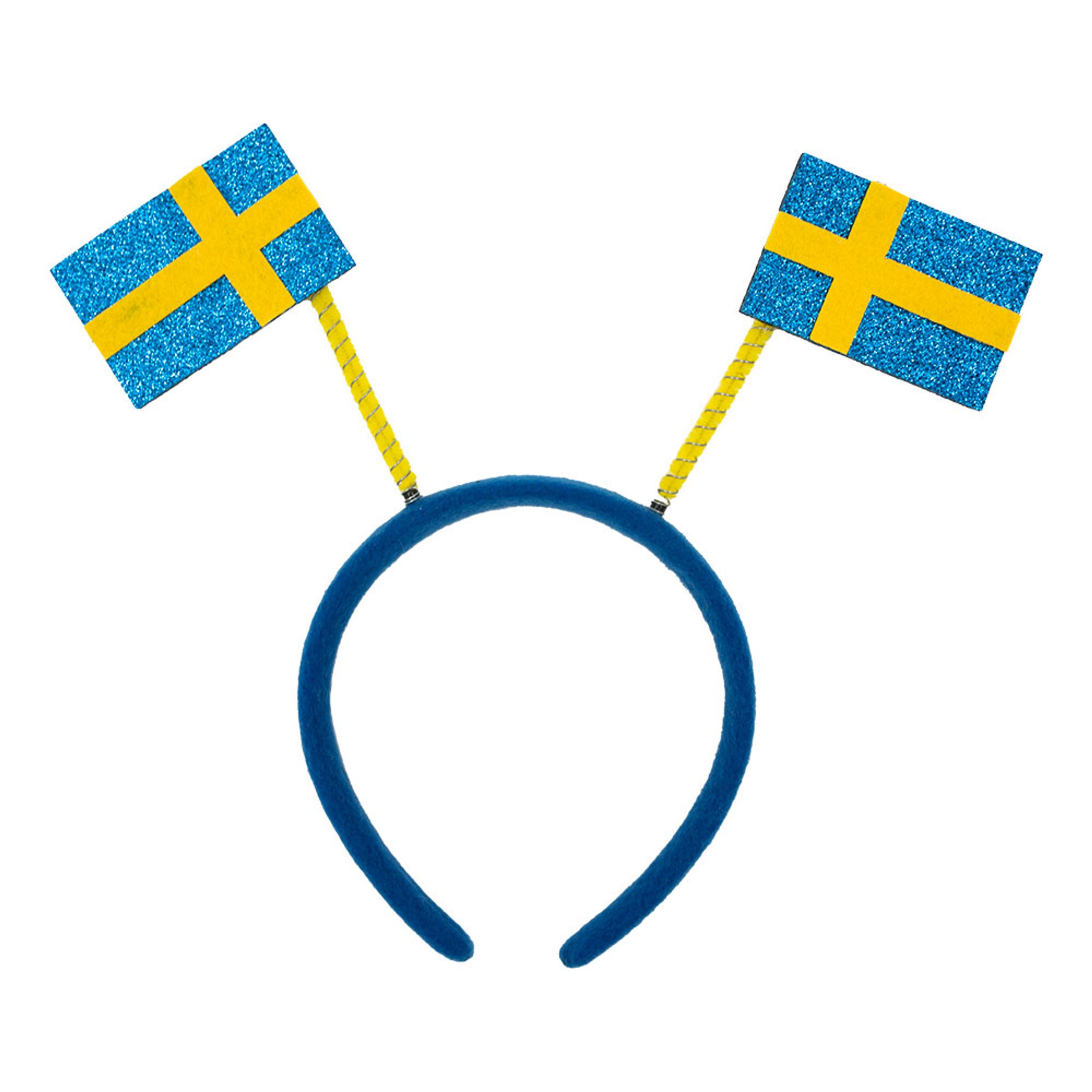 Läs mer om Diadem med Sverigeflaggor - One size