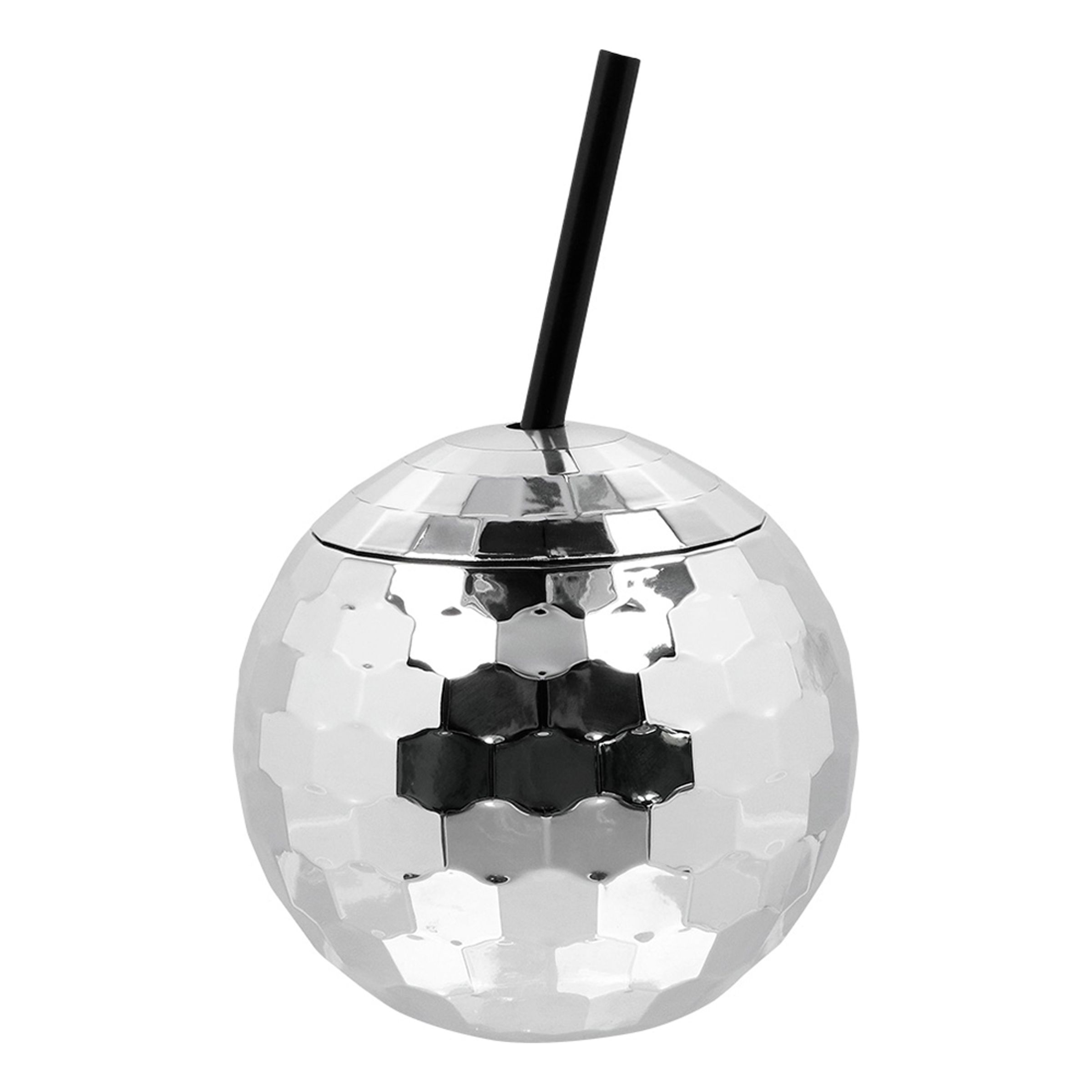 Discoboll Mugg med Sugrör