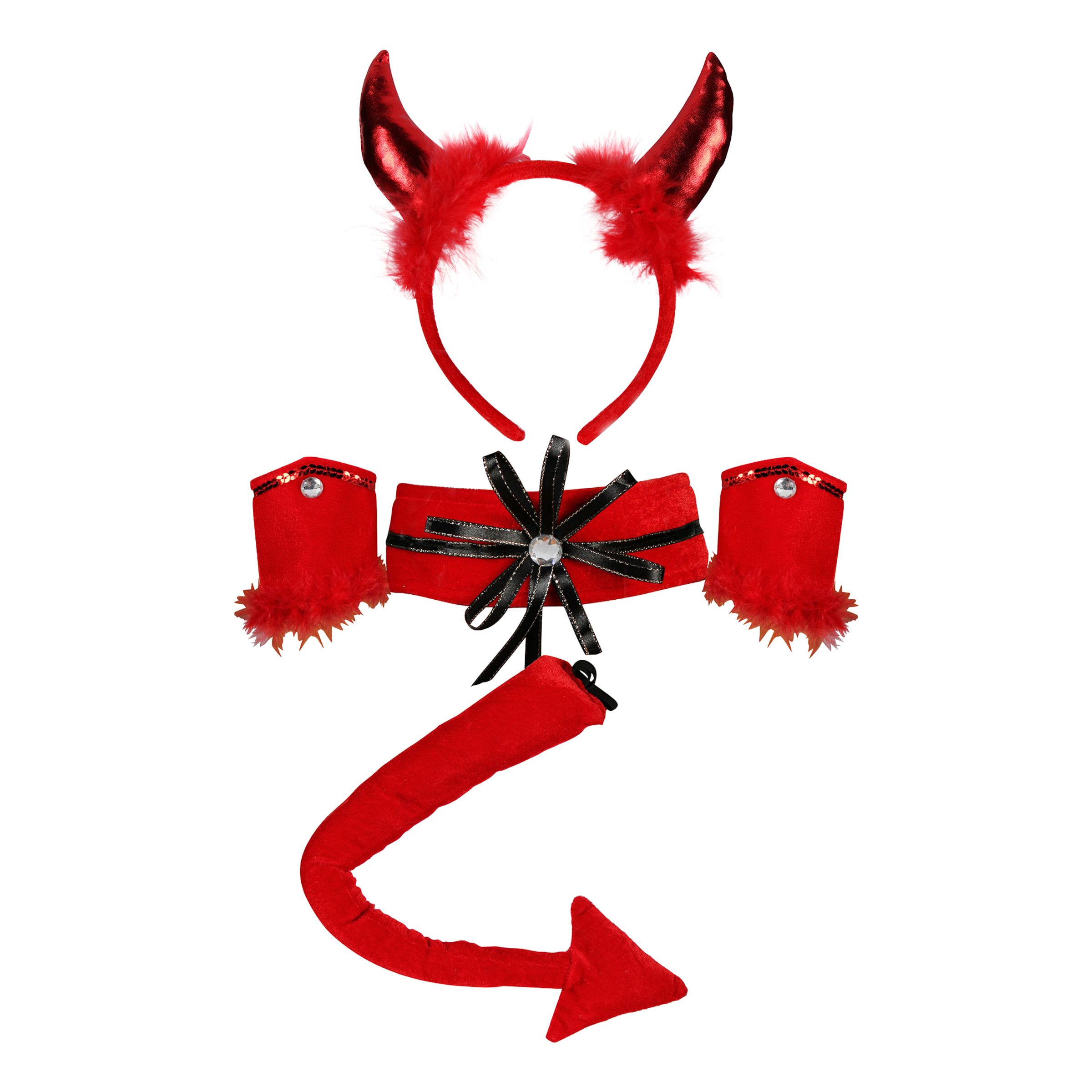 Djävul Tillbehörsset Deluxe - One size | Hem - Maskerad - Tillbehör - Maskeradaccessoarer | Pryloteket