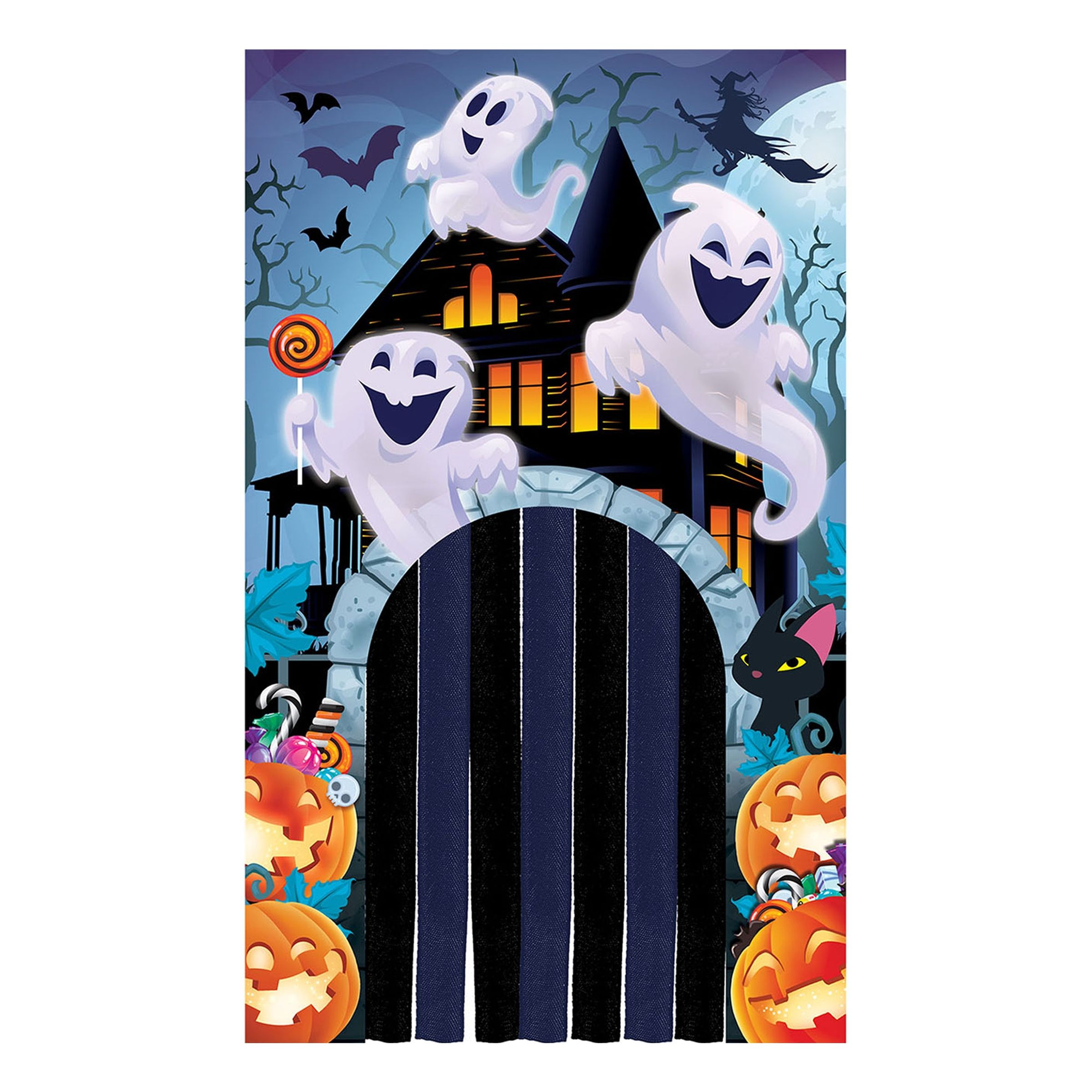 Läs mer om Dörrdekoration med Gardin Halloween Spökhus