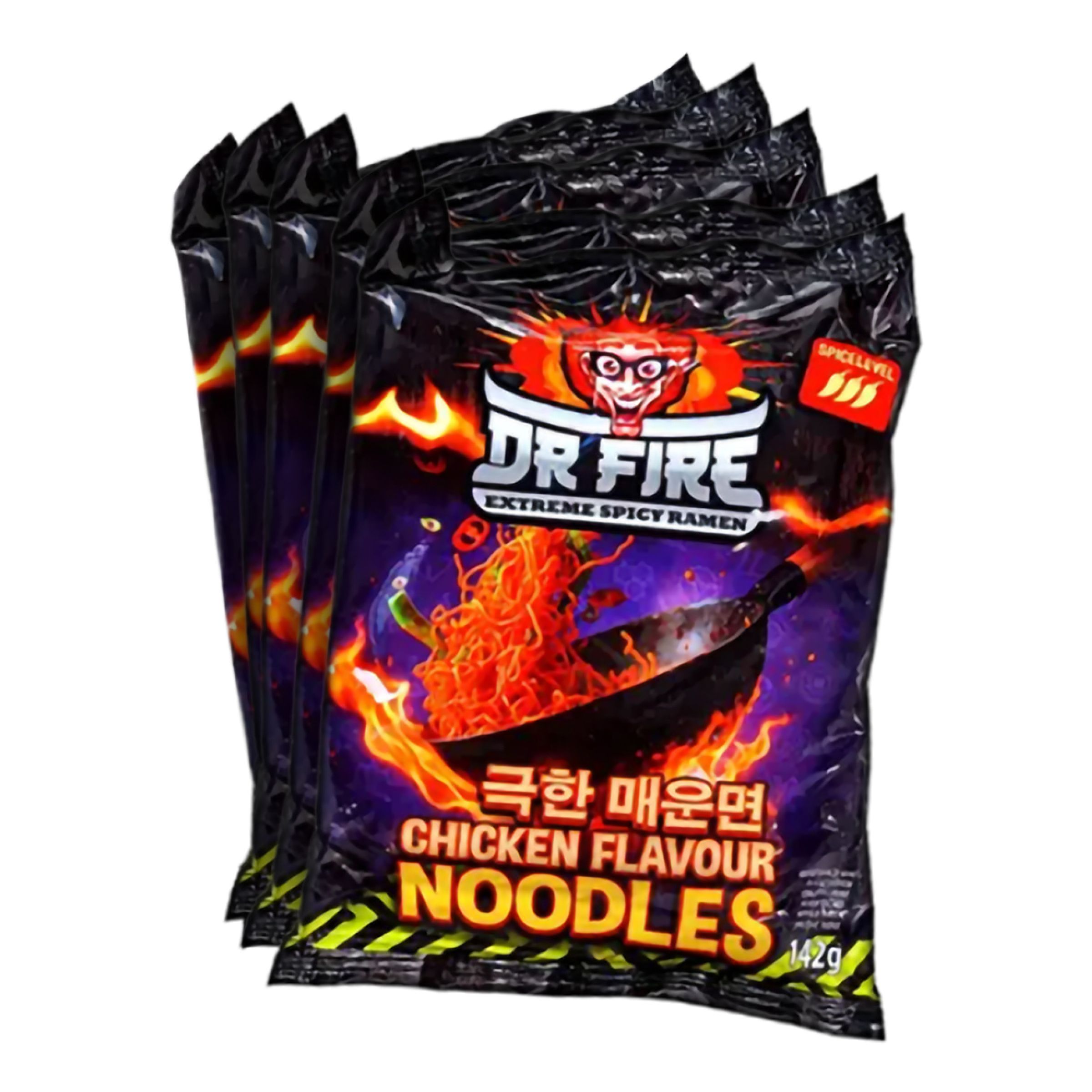 Dr Fire Extreme Spicy Ramen Chicken Flavour Noodles - 5 x 142 g | Hem - Godis & Läsk - Skafferi - Starkt & Hett | Maskeradspecialisten