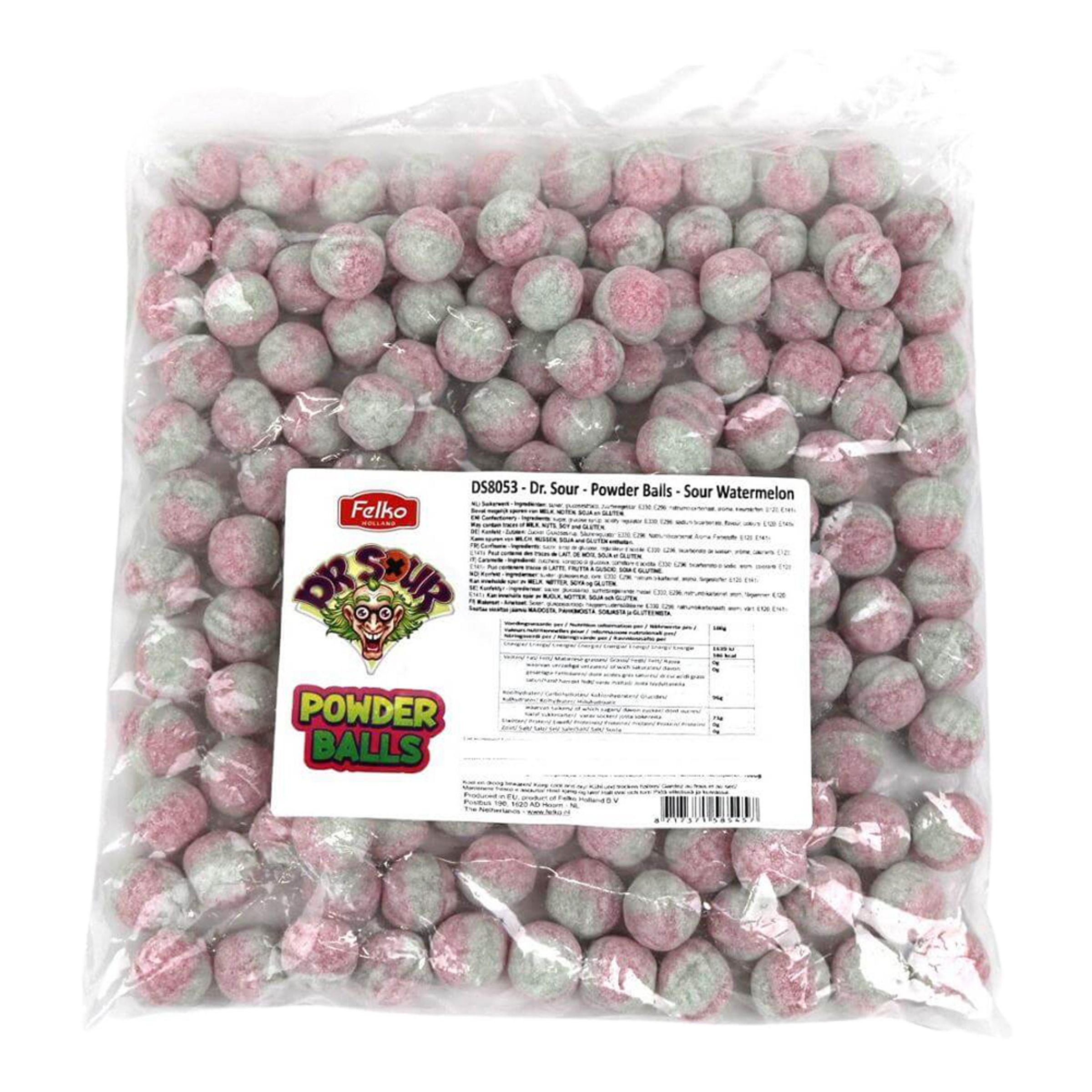 Dr Sour Powder Balls Sour Watermelon Storpack - 1 kg