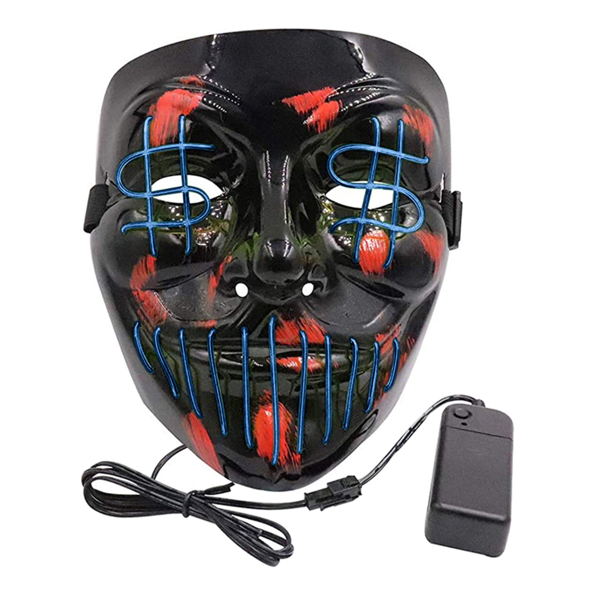 El Wire Purge Dollarsign LED Mask - Blå