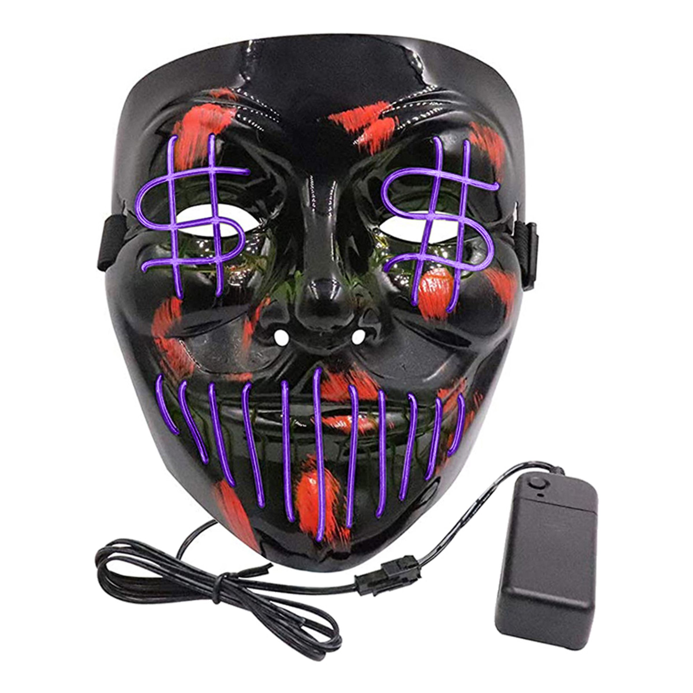 El Wire Purge Dollarsign LED Mask - Lila